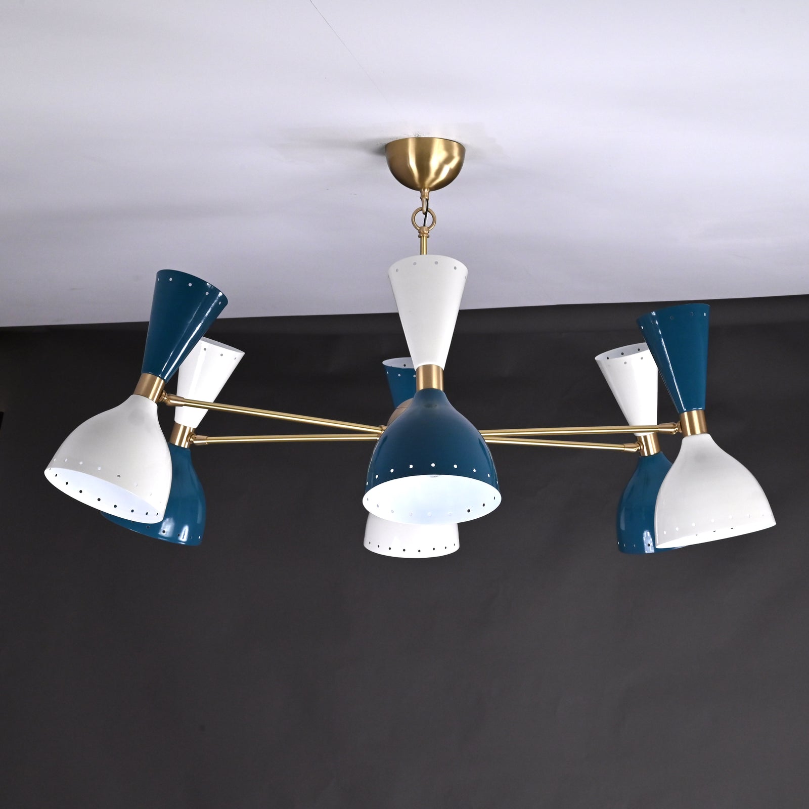 Size guide for Mid-Century Modern Diabolo Style Chandelier – 6 Arms, 12 Lights | Custom Finish & Size | Dual Light Direction - 32227