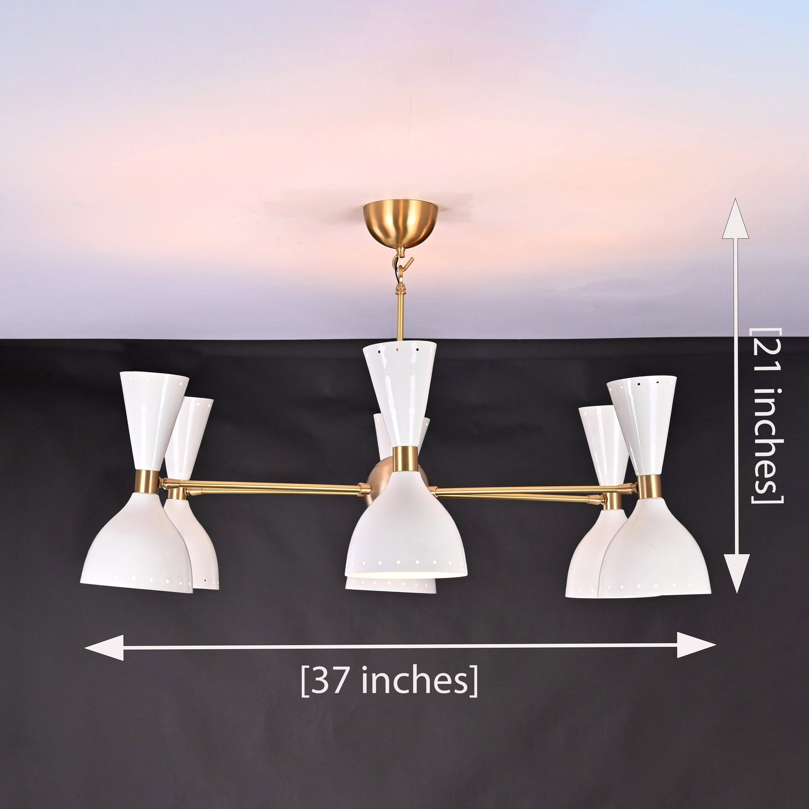 Size guide for Mid-Century Modern Diabolo Style Chandelier – 6 Arms, 12 Lights | Custom Finish & Size | Dual Light Direction - 32233
