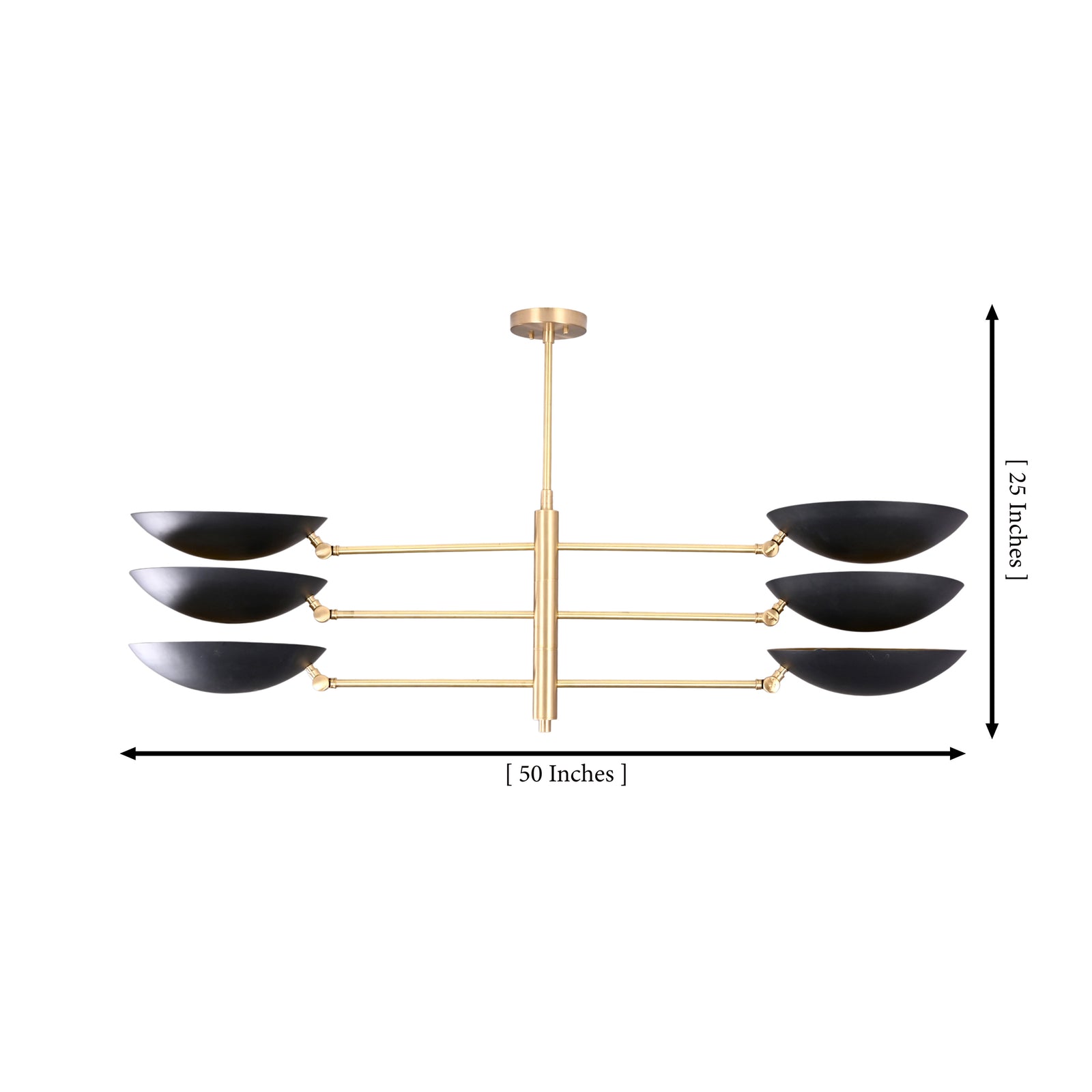 Size guide for Milan Disc Linear Chandelier – 6 Lights – 50 Inch – Model 32386