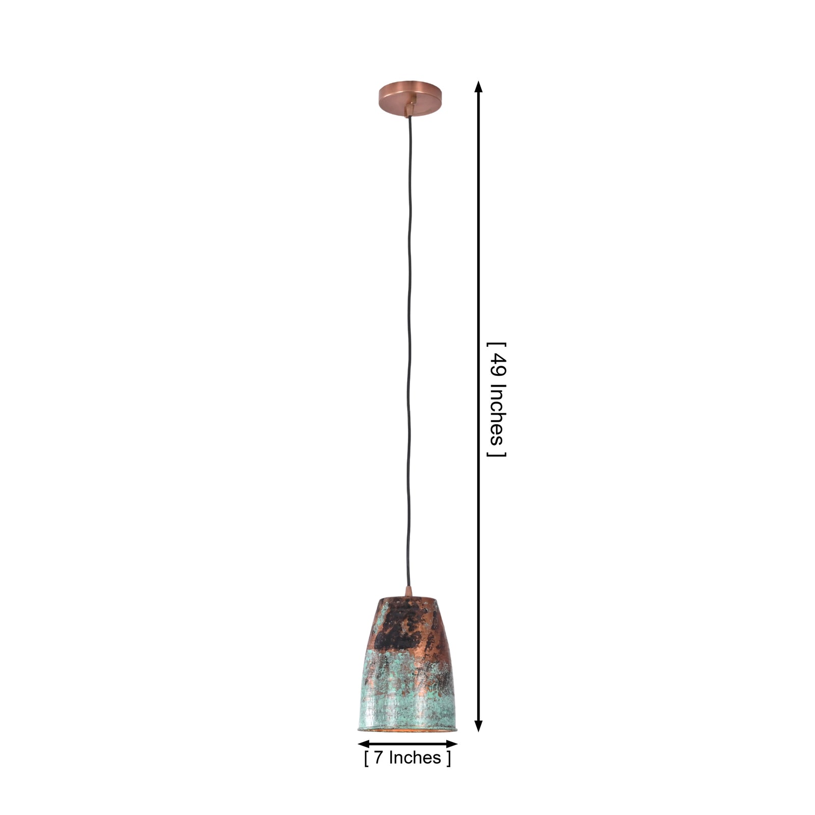 Size guide for Hudson Verdigris Tapered Pendant Light – 1 Light – 7 Inch – Model 33235