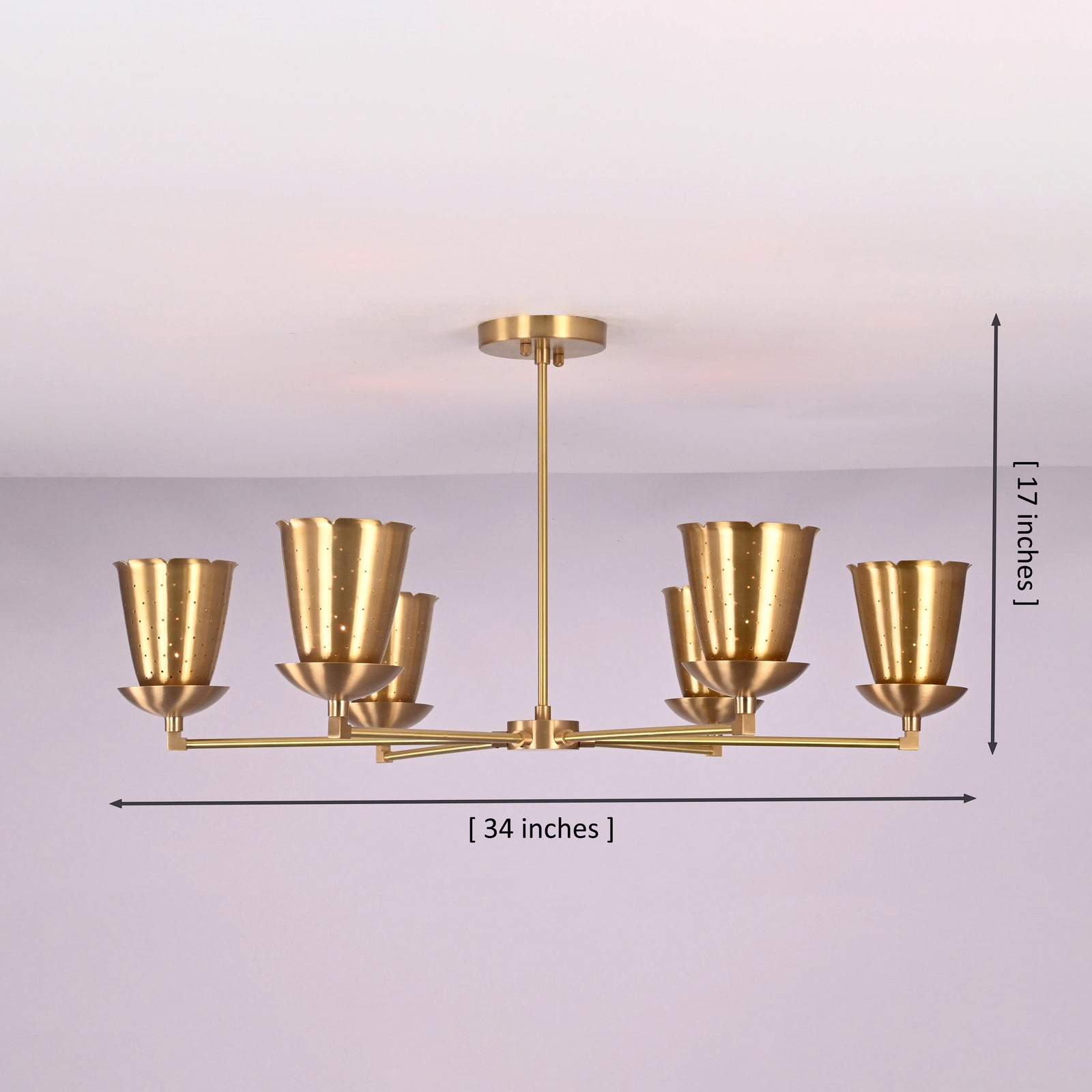 Size guide for Cairo Discus - Uplifting Chandelier - 6 Lights - 33143