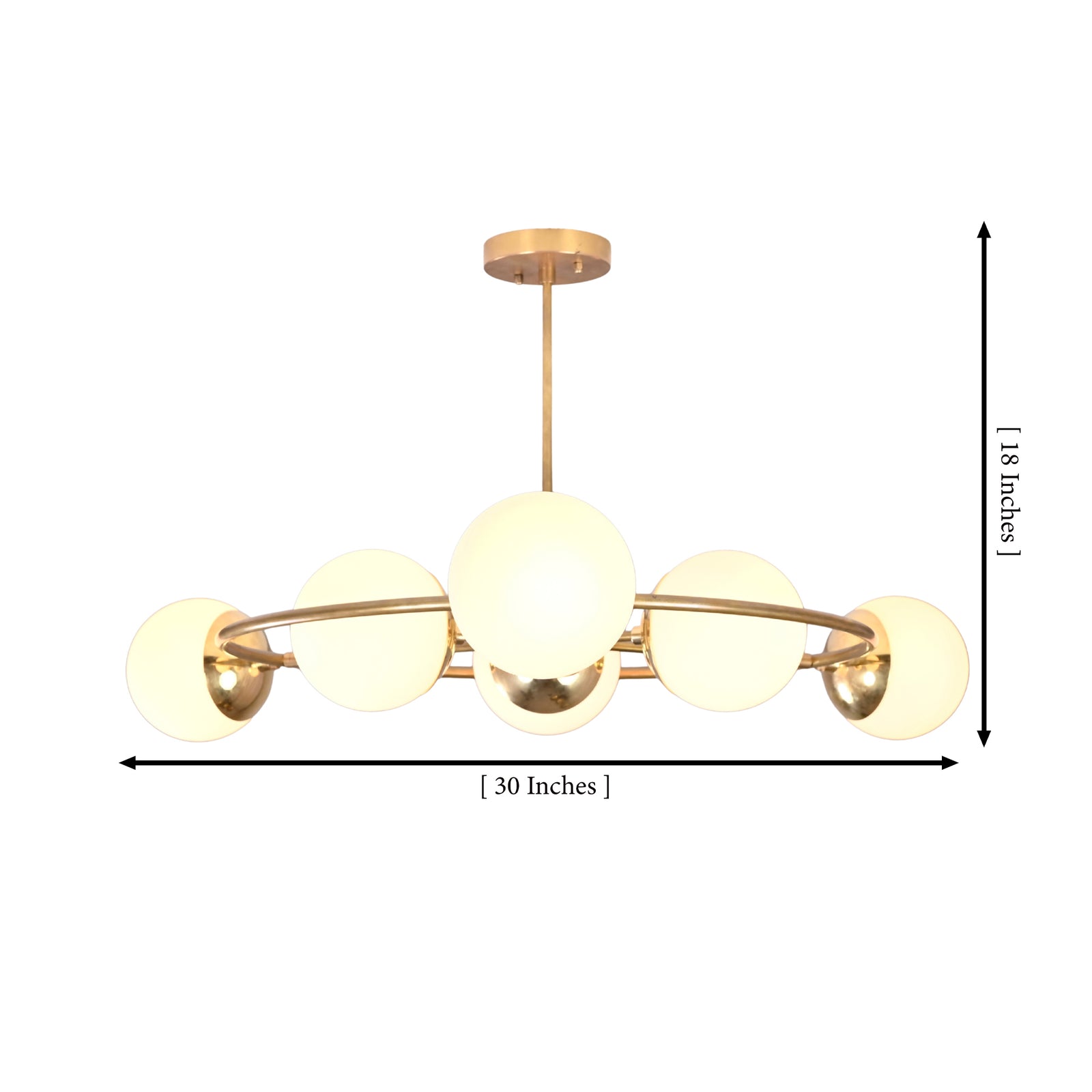 Size guide for Aria Orbit Globe Chandelier Mid Century Modern 6 Light Ceiling Fixture - Model 32401
