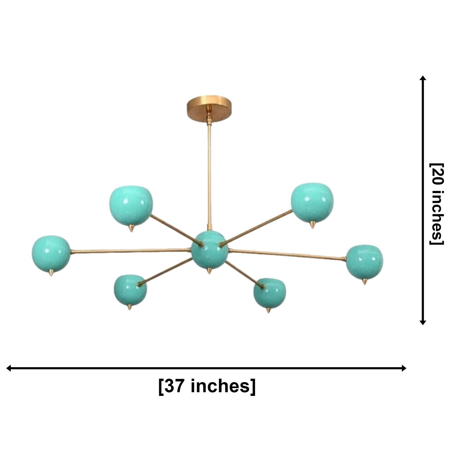 Size guide for Aurora Globe Sputnik Chandelier – 6 Light – 37 Inch – Model 62006