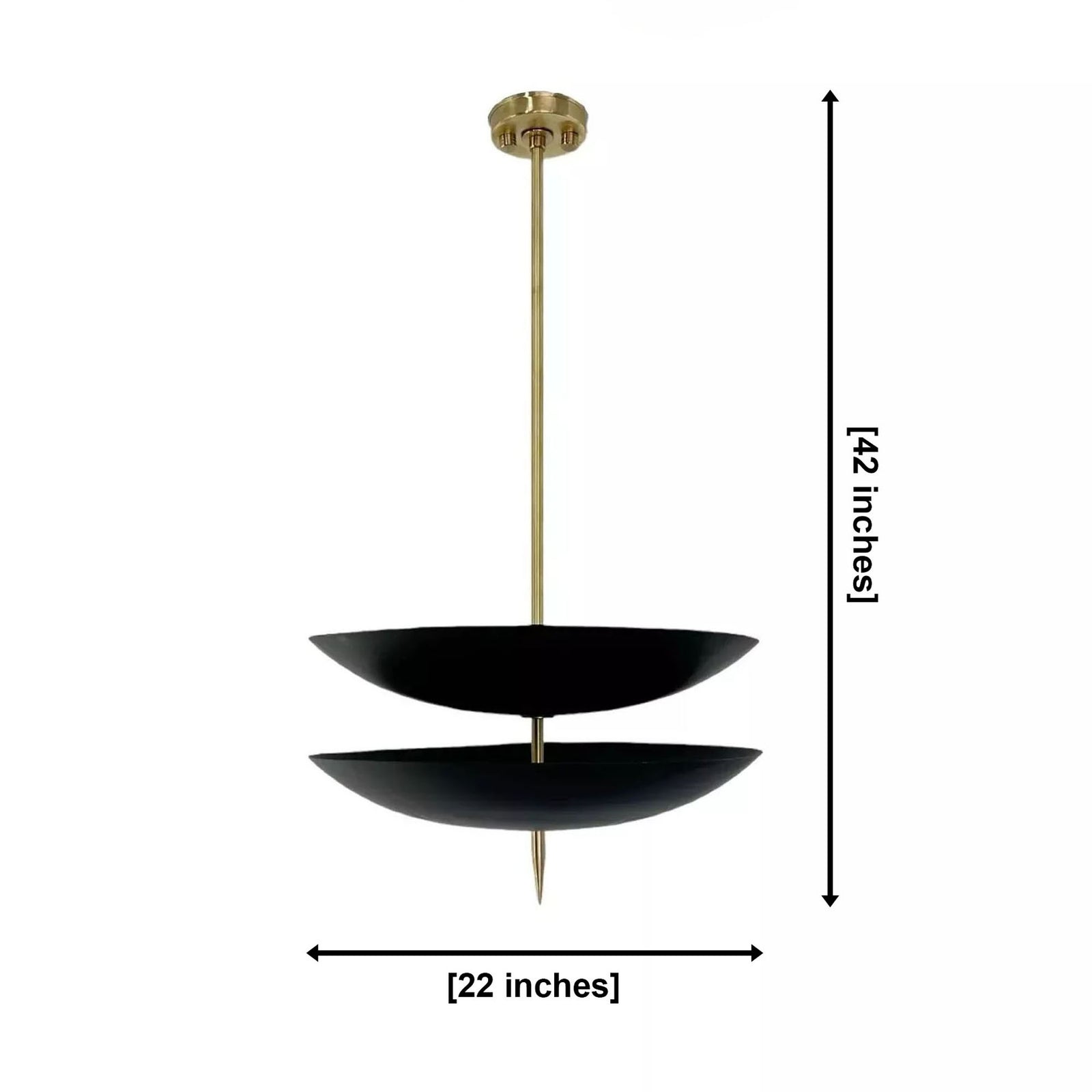 Size guide for Aurora Double Bowl Pendant Chandelier – 6 Light – 22 Inch – Model 62013