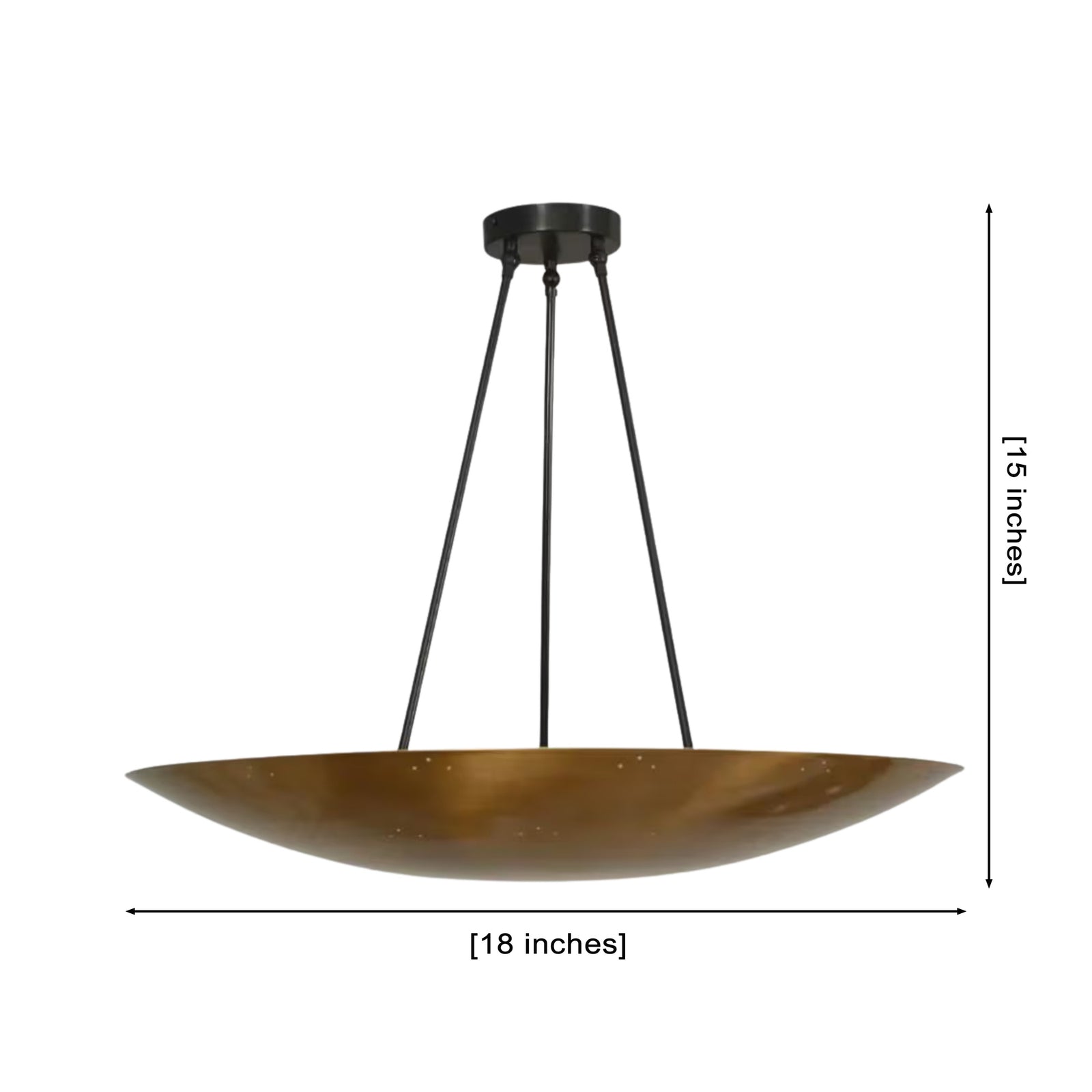 Size guide for Aurora Modern Bowl Pendant Light – 3 Light – 18 Inch – Model 33206