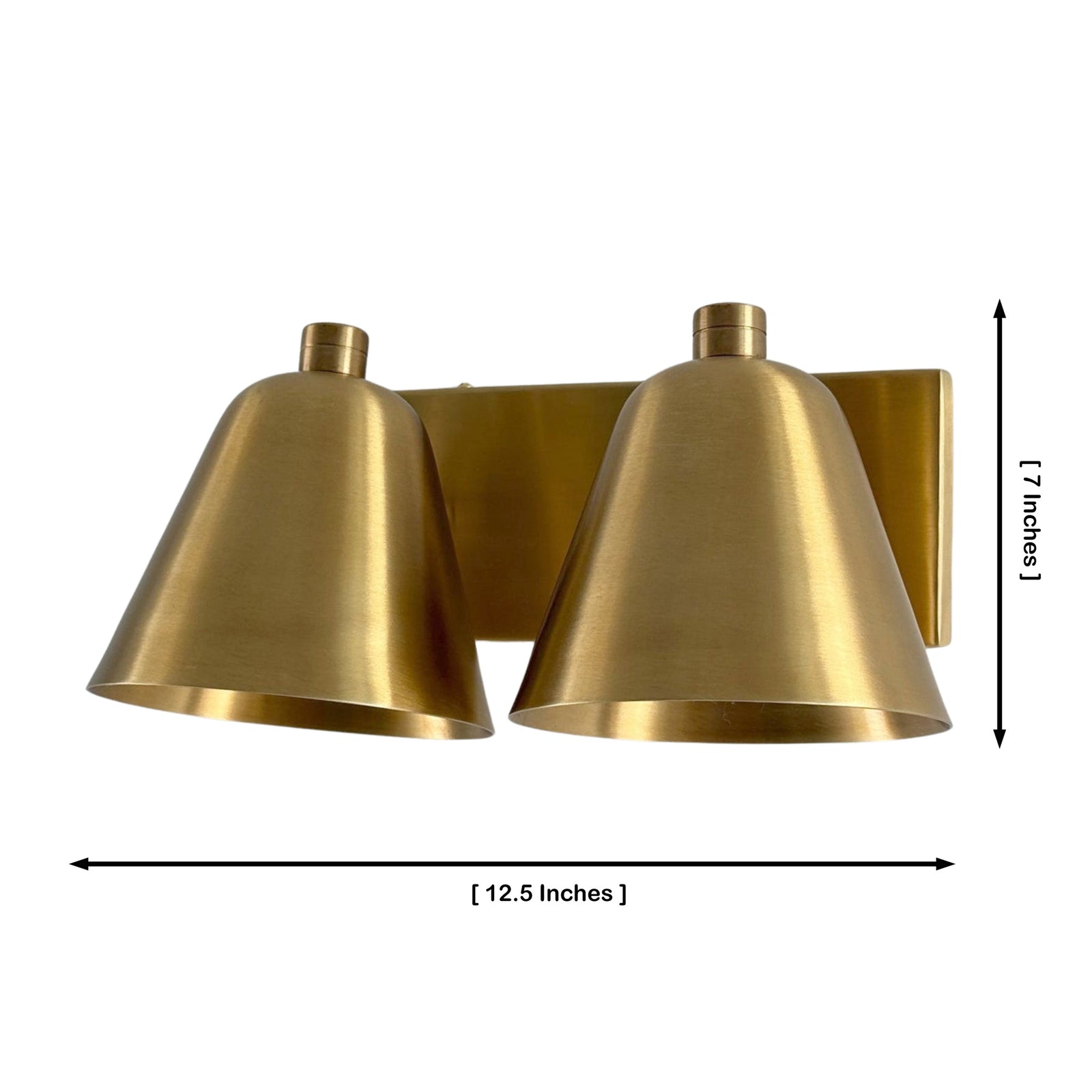 Size guide for Aurora Modern Satin Brass Double Wall Sconce – 2 Light – 12.5 Inch – Model 32687