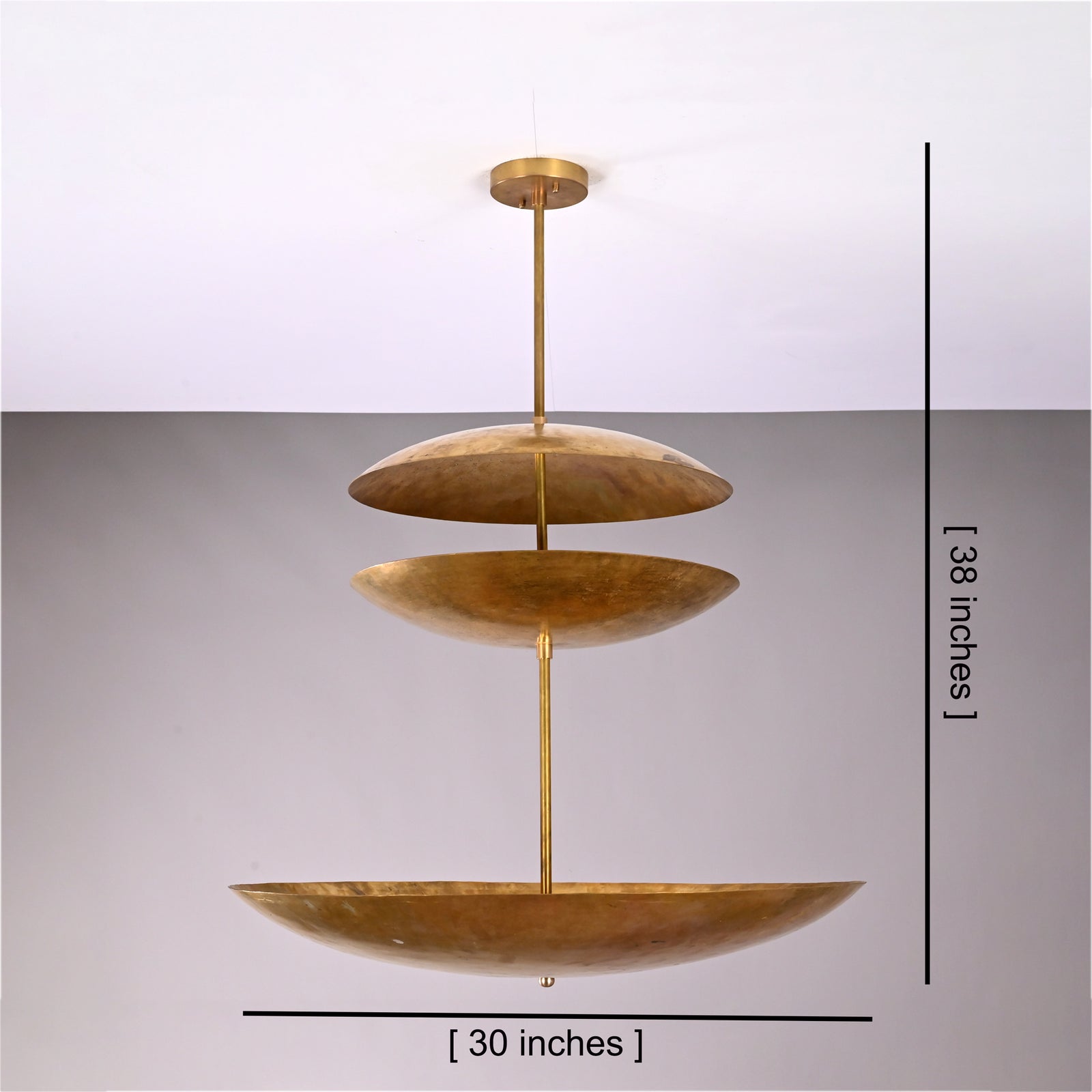 Size guide for Aurora Triple Saucer Chandelier – 8 Lights – 30 Inch – Model 32414