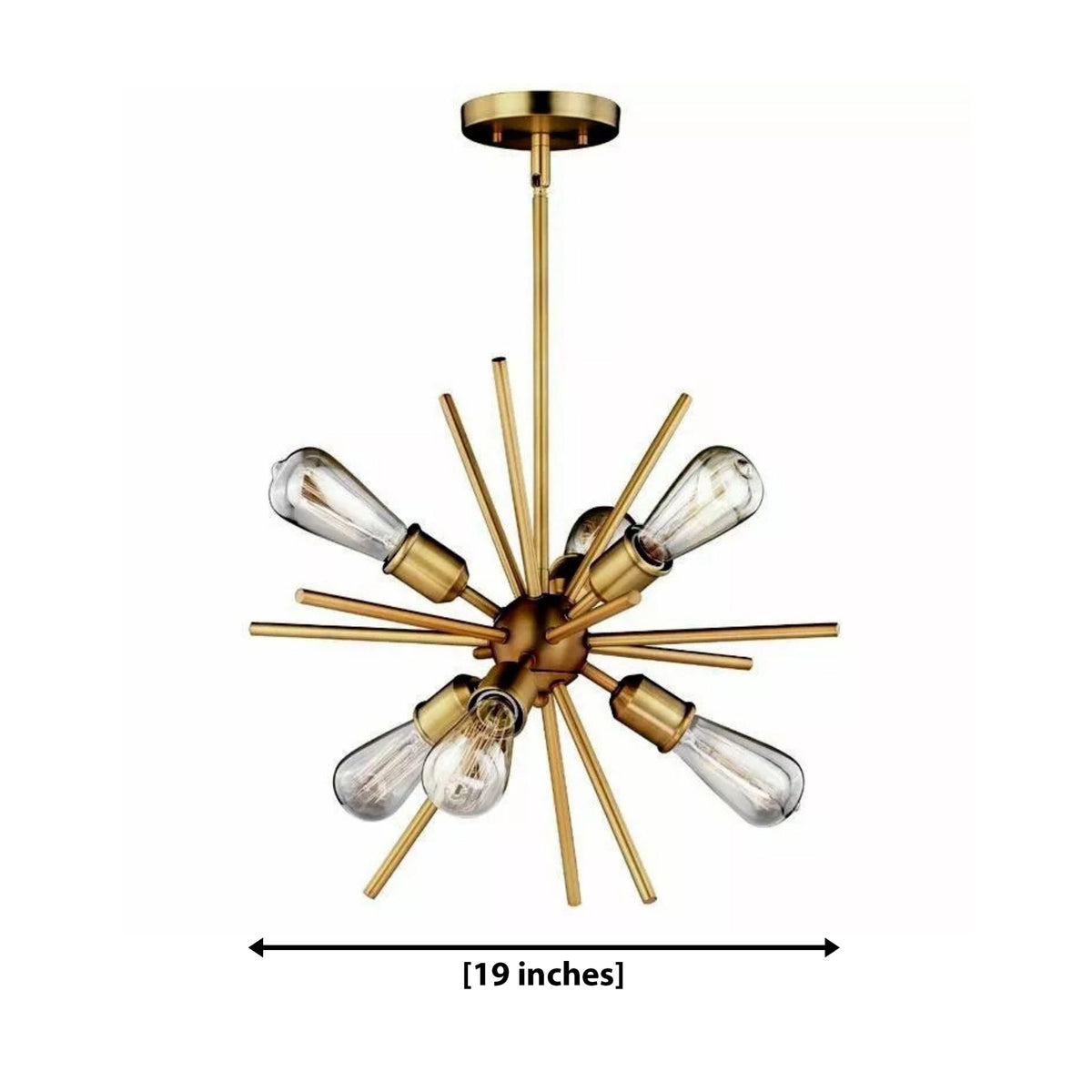 Size guide for Bruges Sputnik Chandelier – 6 Light – 19 Inch – Model 62243