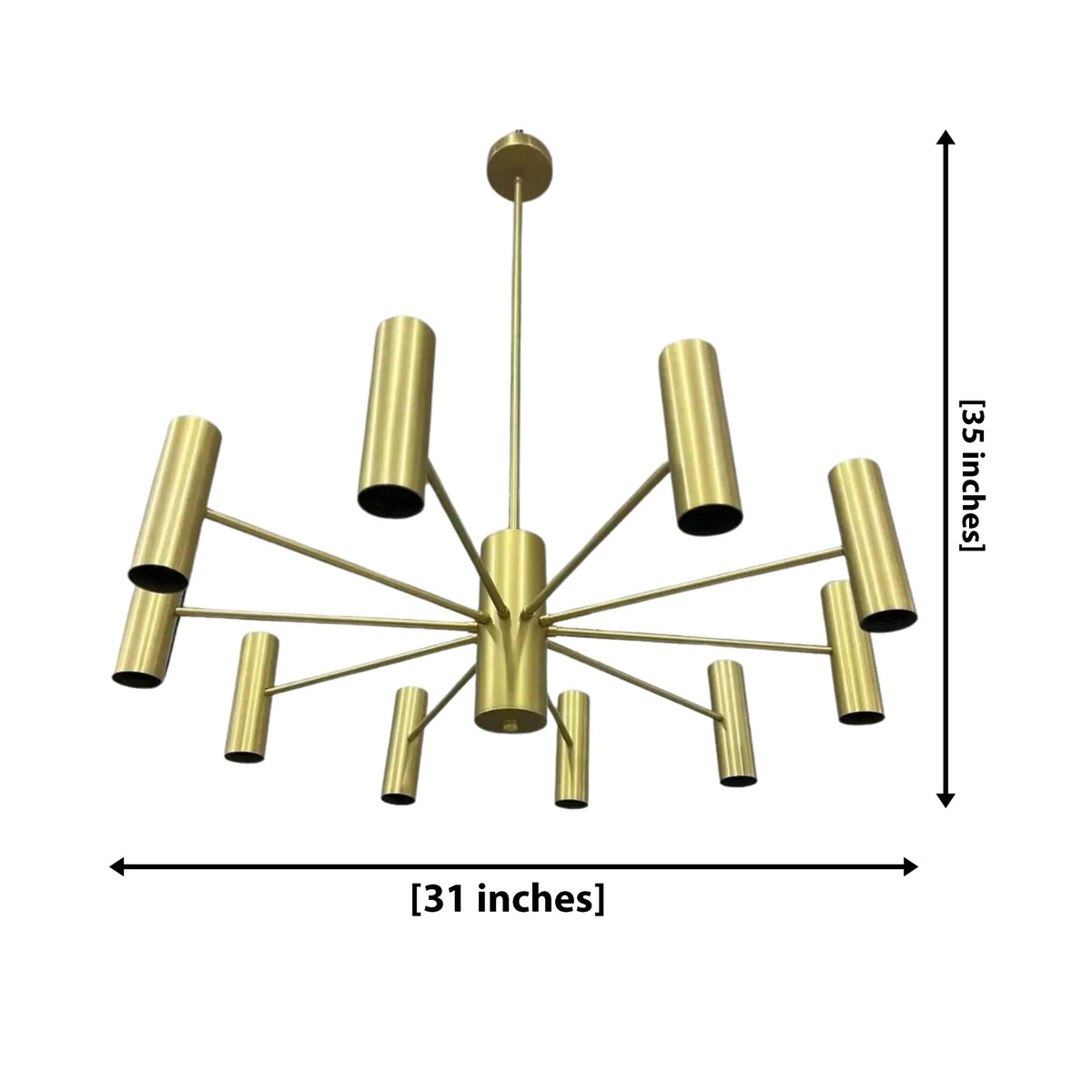 Size guide for Cambridge Sculptural Radial Chandelier – 10 Light – 31 Inch – Model 62265