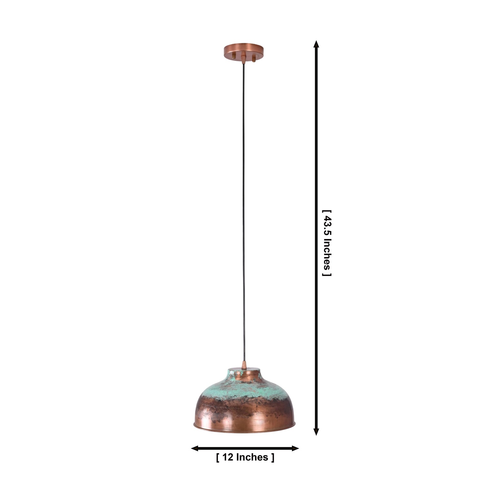 Size guide for Hudson Aged Copper Dome Pendant Light – 12 Inch – Model 33211