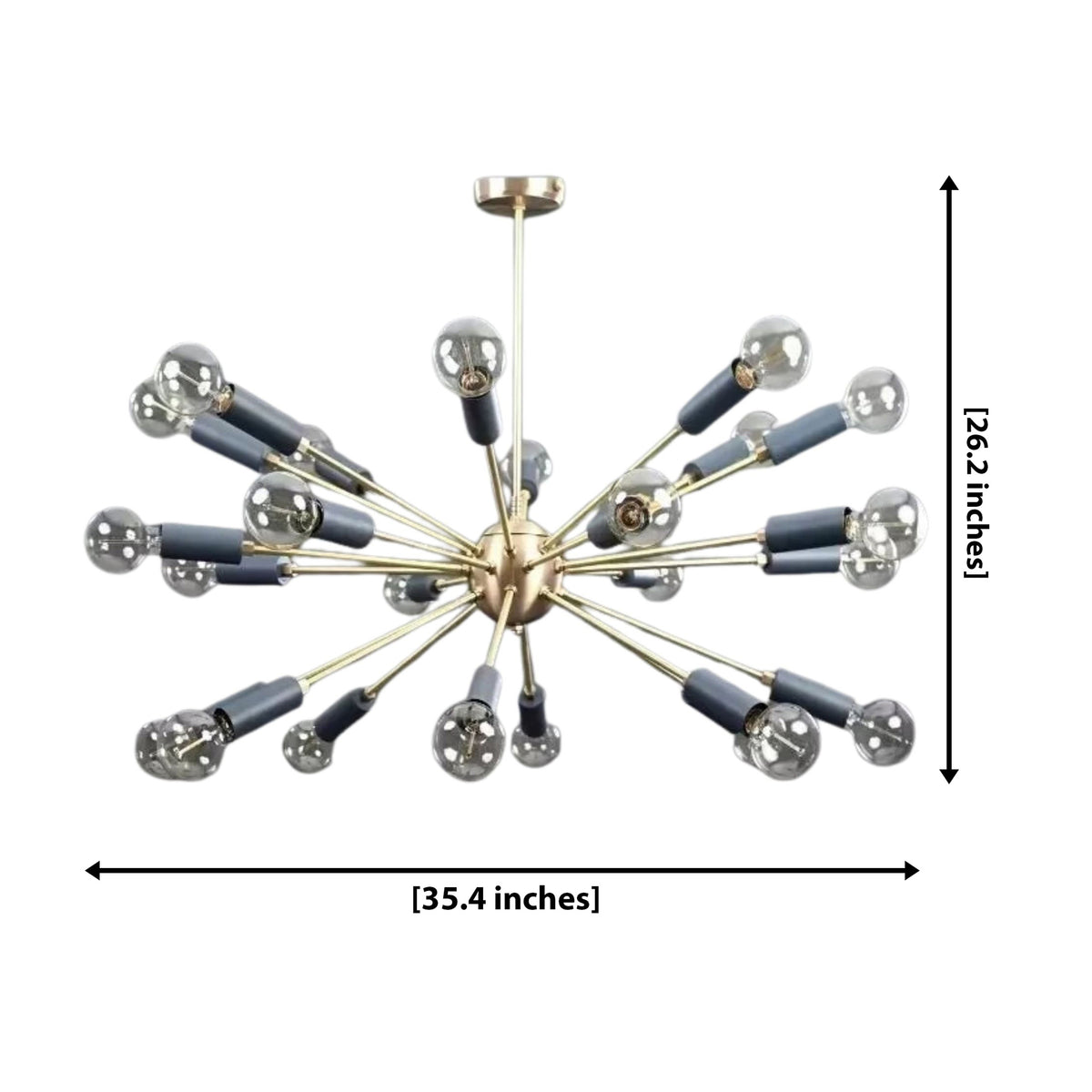 Size guide for Lucca Sputnik Starburst Chandelier – 24 Light – 35.4 Inch – Model 62317