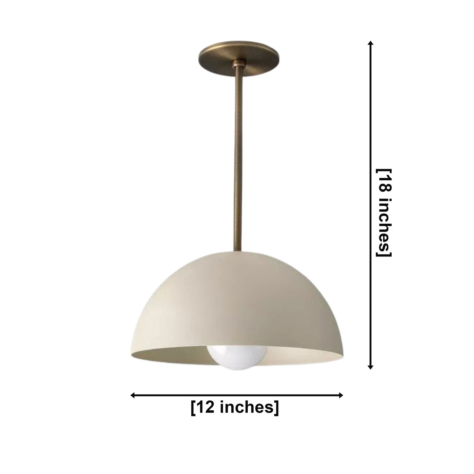 Size guide for Lucerne Dome Pendant Chandelier – 1 Light – 12 Inch – Model 62102