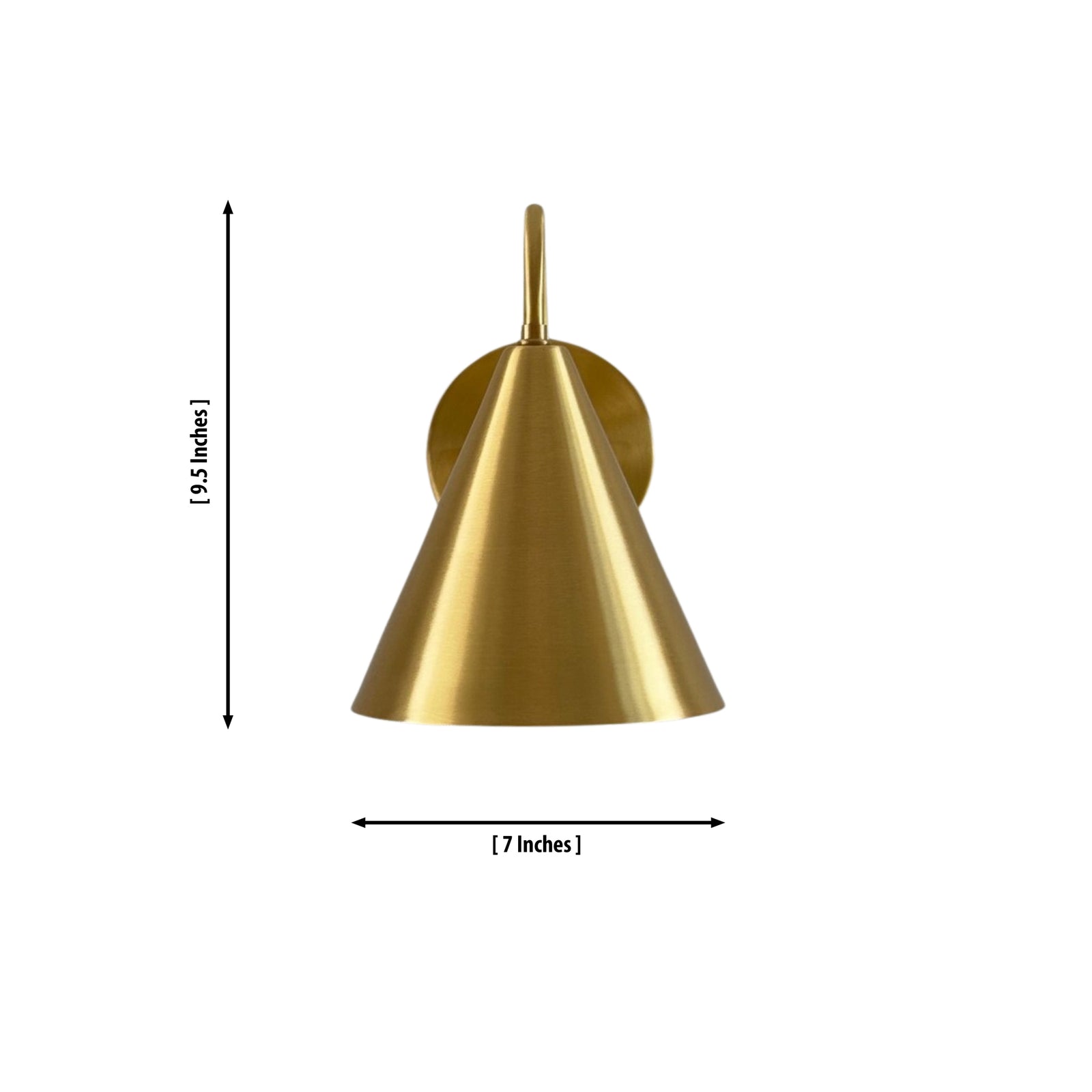 Size guide for Luna Modern Curved Cone Wall Sconce – 1 Light – 9.5 Inch – Model 32701