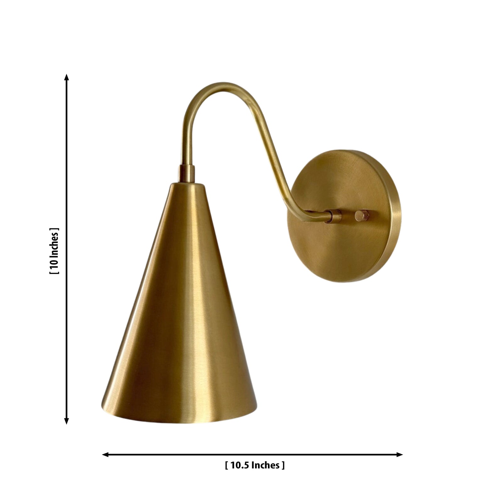 Size guide for Luna Modern Curved Cone Wall Sconce – 1 Light – 10 Inch – Model 32699