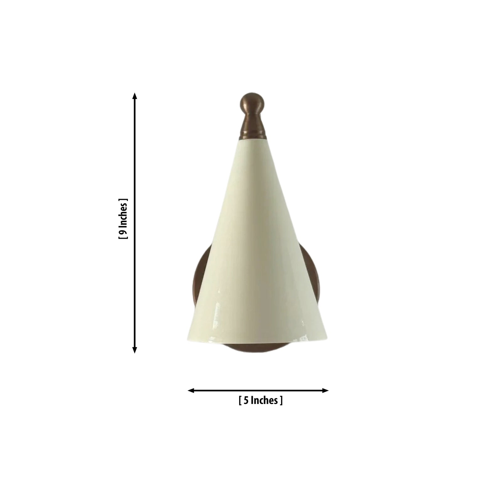 Size guide for Luna Modern White Cone Wall Sconce – 1 Light – 9 Inch – Model 32700