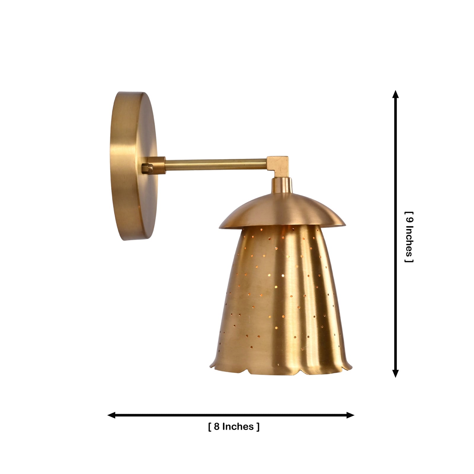 Size guide for Luna Perforated Bell Wall Sconce – 1 Light – 9 Inch – Model 32661