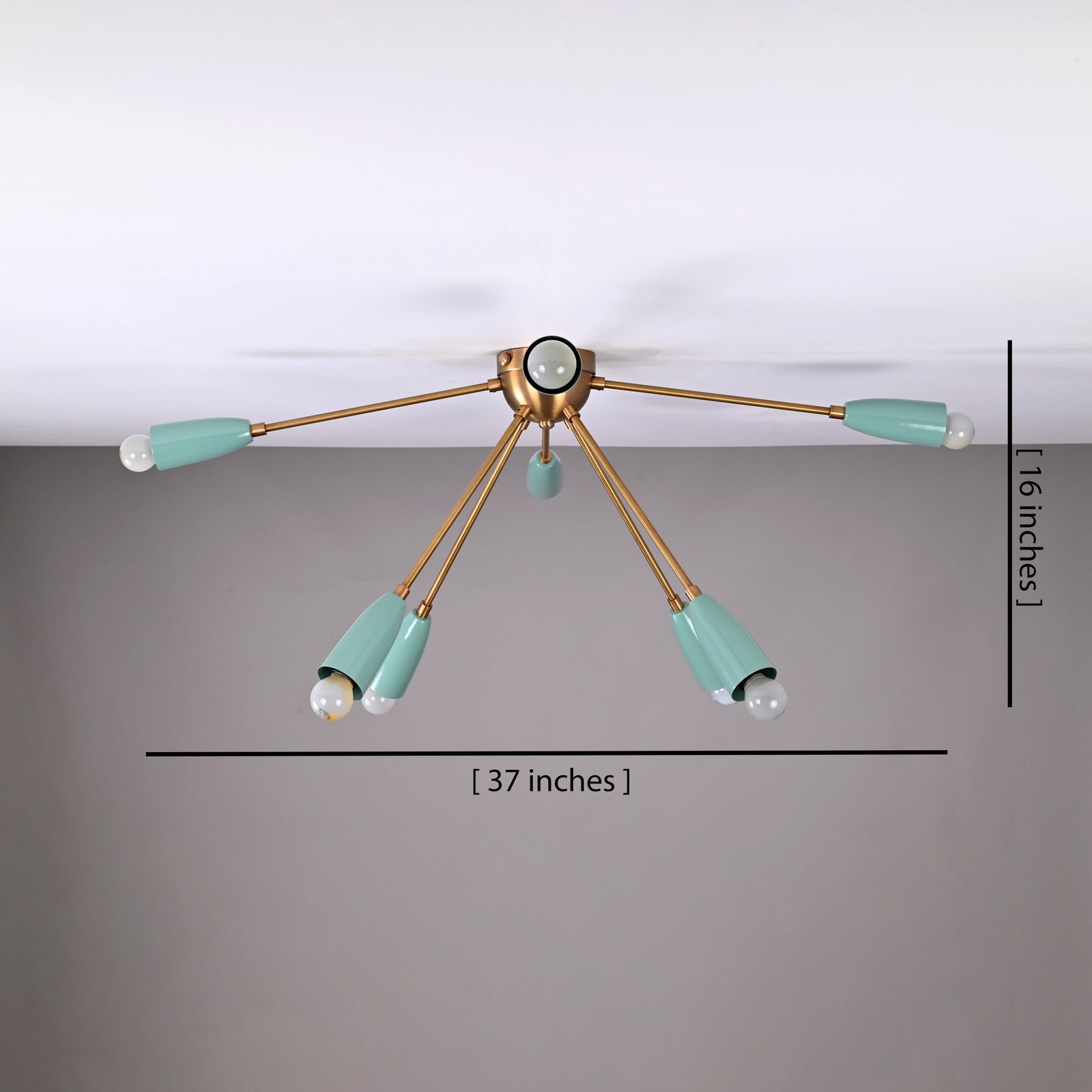 Size guide for Monaco Nova - Flush Mount Brass Chandelier - 8 Lights - 32477