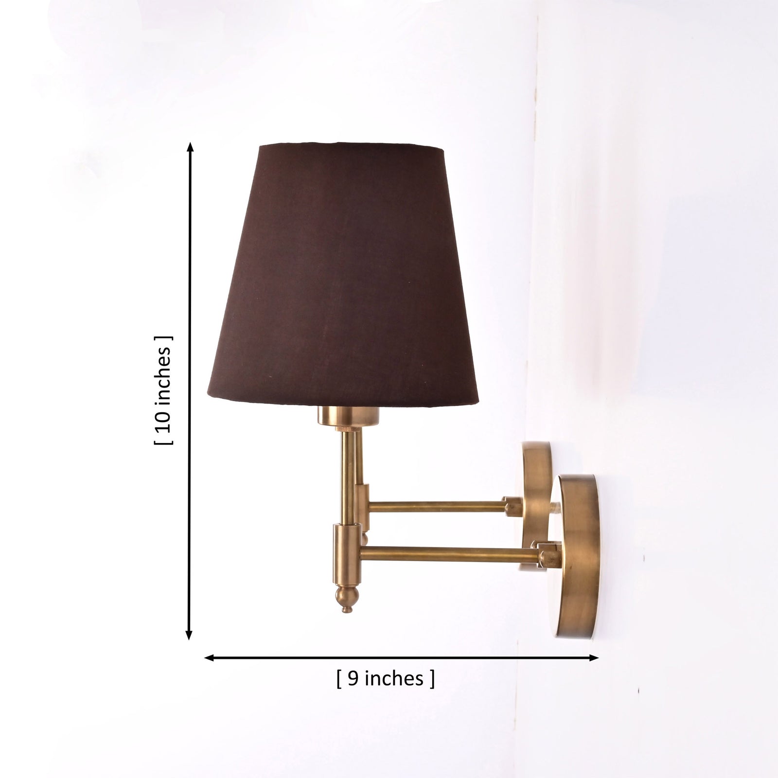 Size guide for Milan Brown Shade Antique Brass Short Wall Sconce – 1 Light – 10 Inch – Model 32669