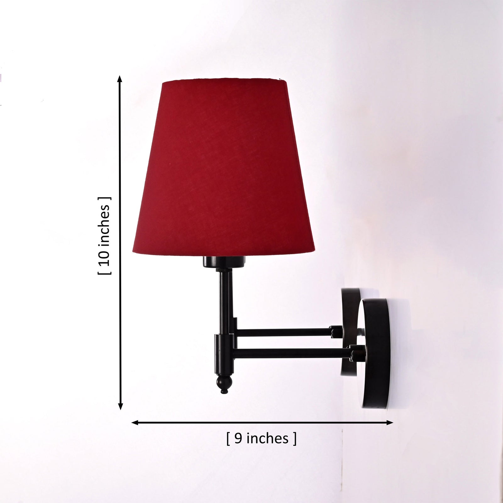 Size guide for Milan Red Shade Black Short Wall Sconce – 1 Light – 10 Inch – Model 32668