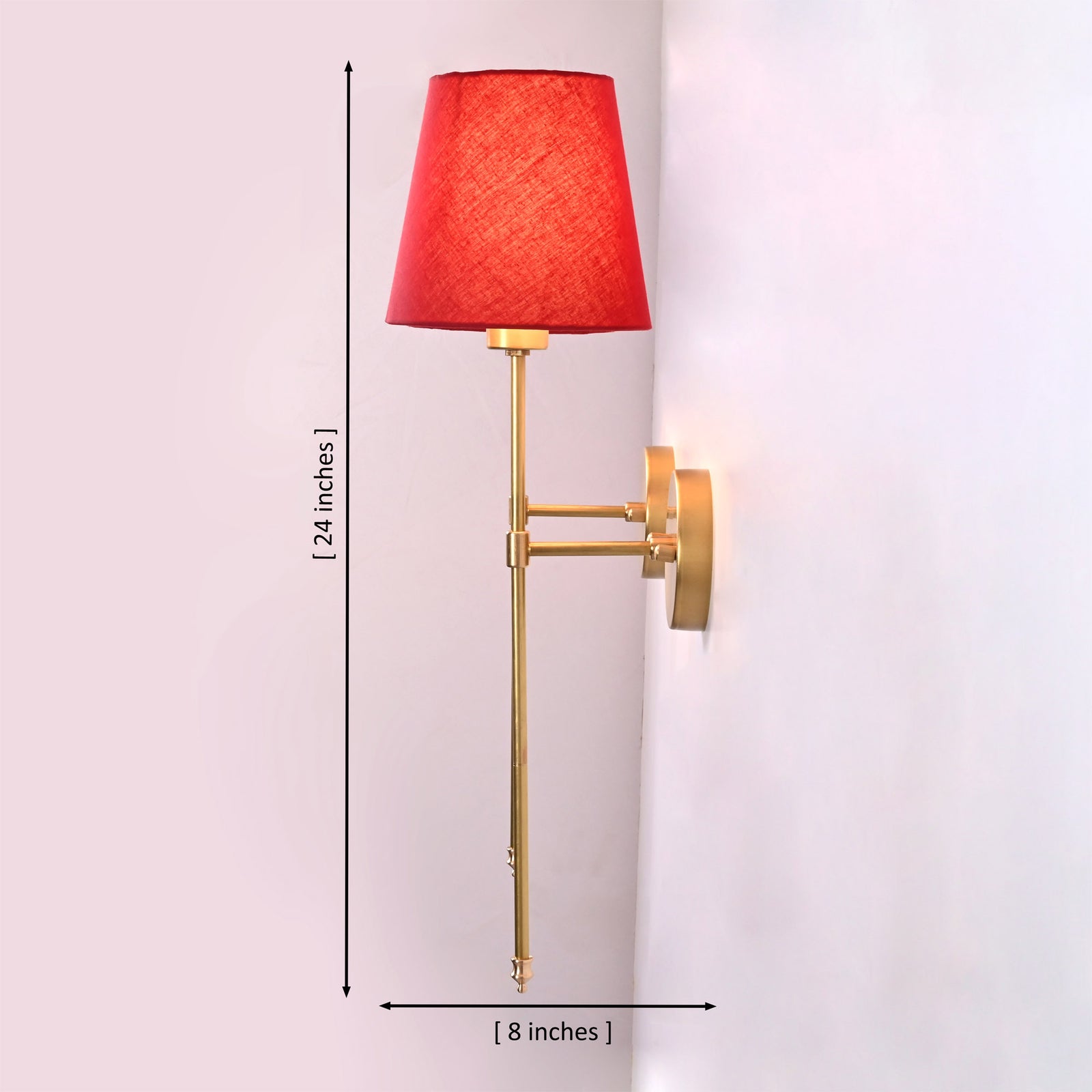 Size guide for Milan Red Shade Rod Wall Sconce – 1 Light – 24 Inch – Model 32647