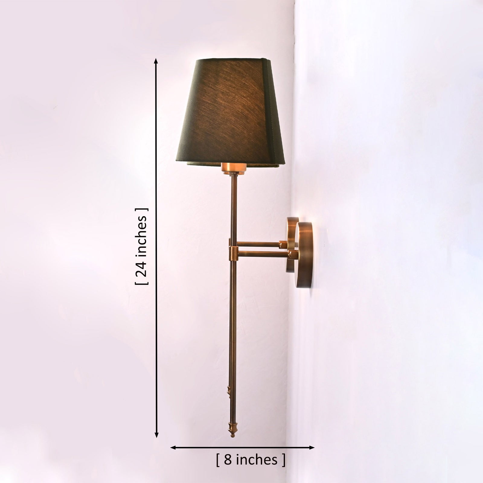 Size guide for Milan Shade Rod Wall Sconce – 1 Light – 24 Inch – Model 32645