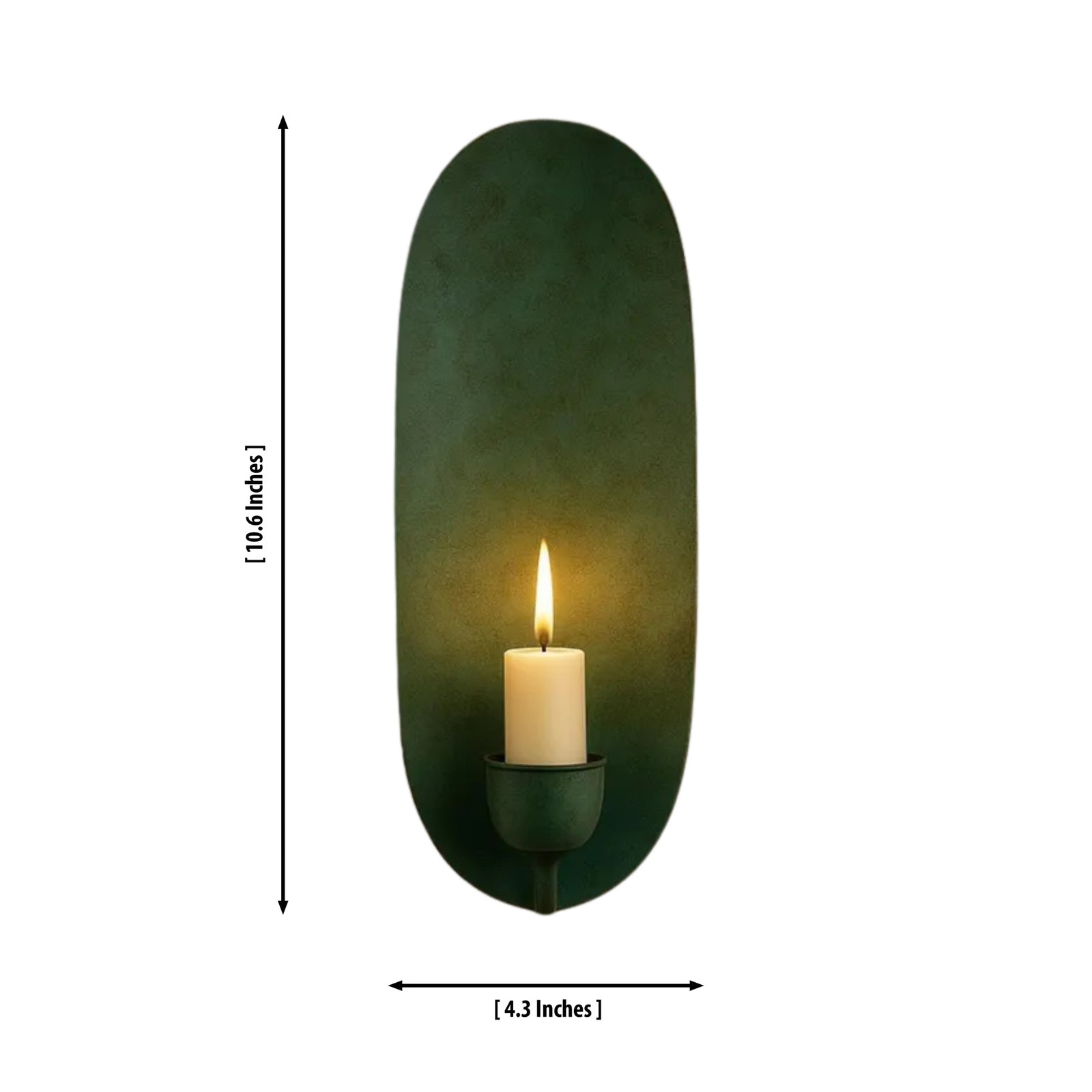 Size guide for Monroe Modern Oval Backplate Candle Wall Sconce – 1 Light – 10.6 Inch – Model 32723