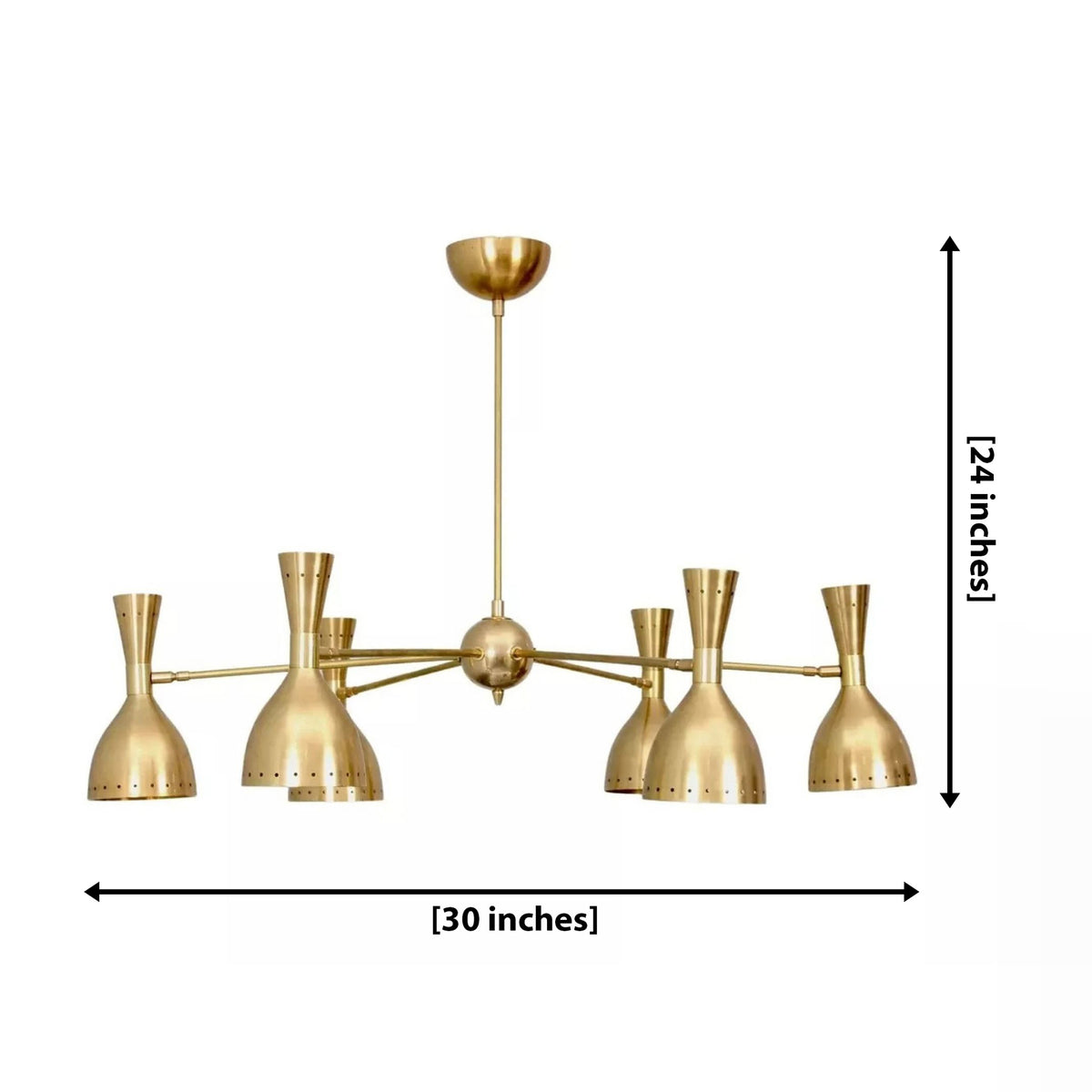 Size guide for Naples Sculptural Multi-Arm Chandelier – 6 Light – 30 Inch – Model 62156