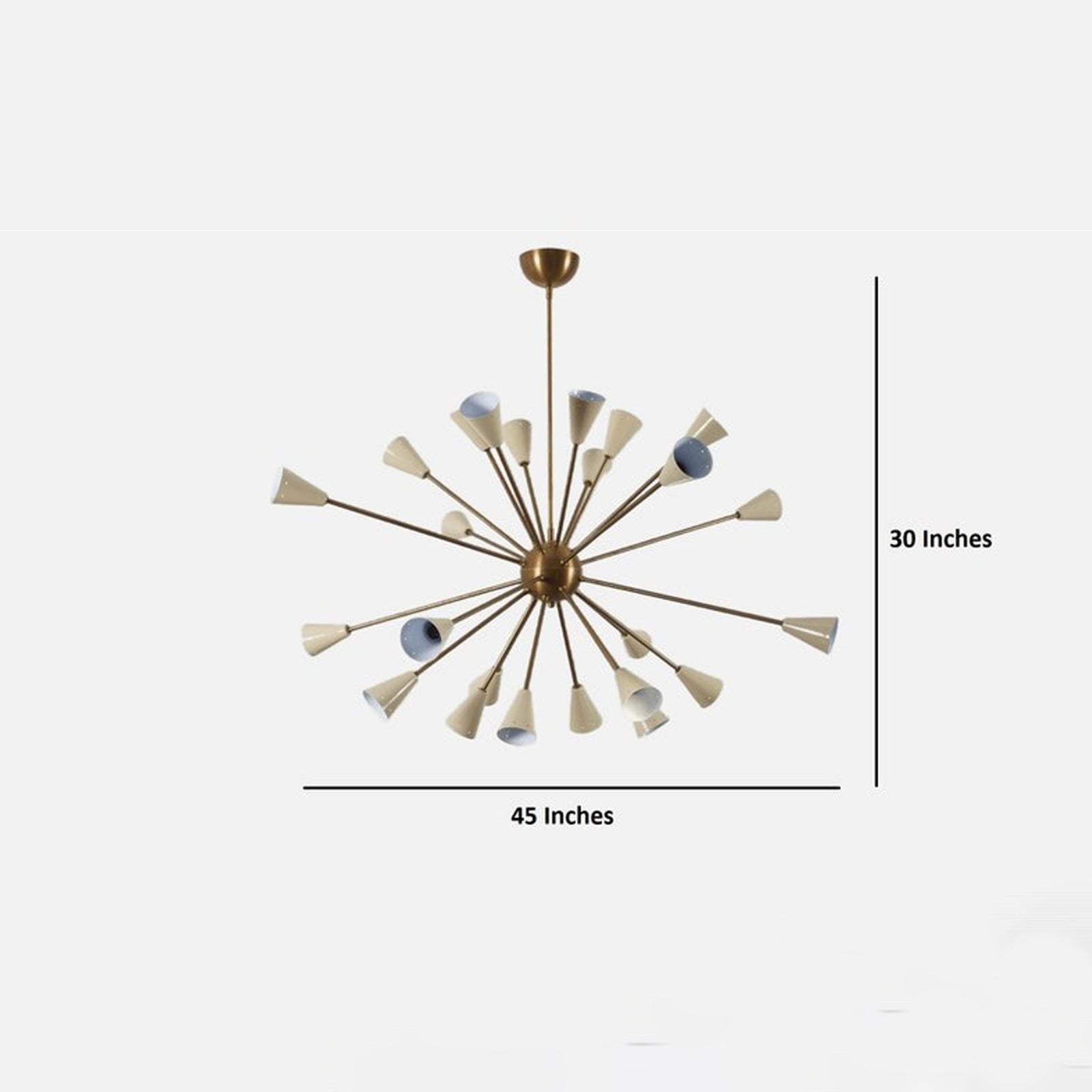 Size guide for Orion Mid-Century Sputnik Chandelier – 24 Light – 45 Inch – Model 62078