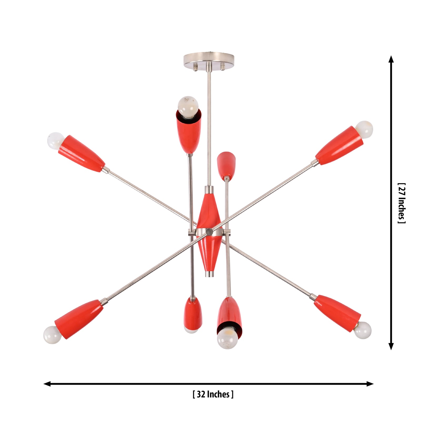 Size guide for Oslo Modern Cone Sputnik Chandelier – 8 Lights – 32 Inch – Model 33154
