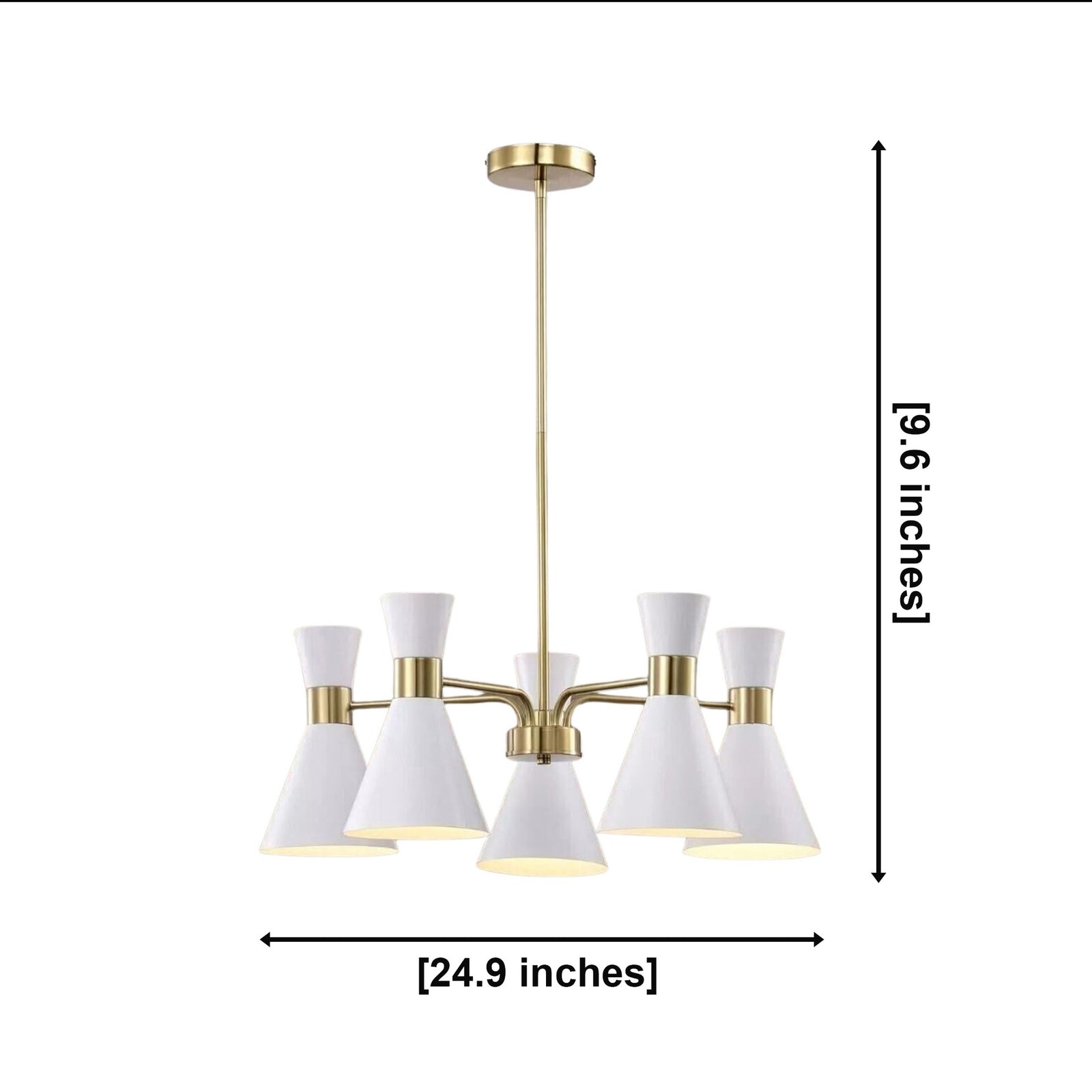 Size guide for Paros Hourglass Cone Chandelier – 5 Light – 24.9 Inch – Model 62090