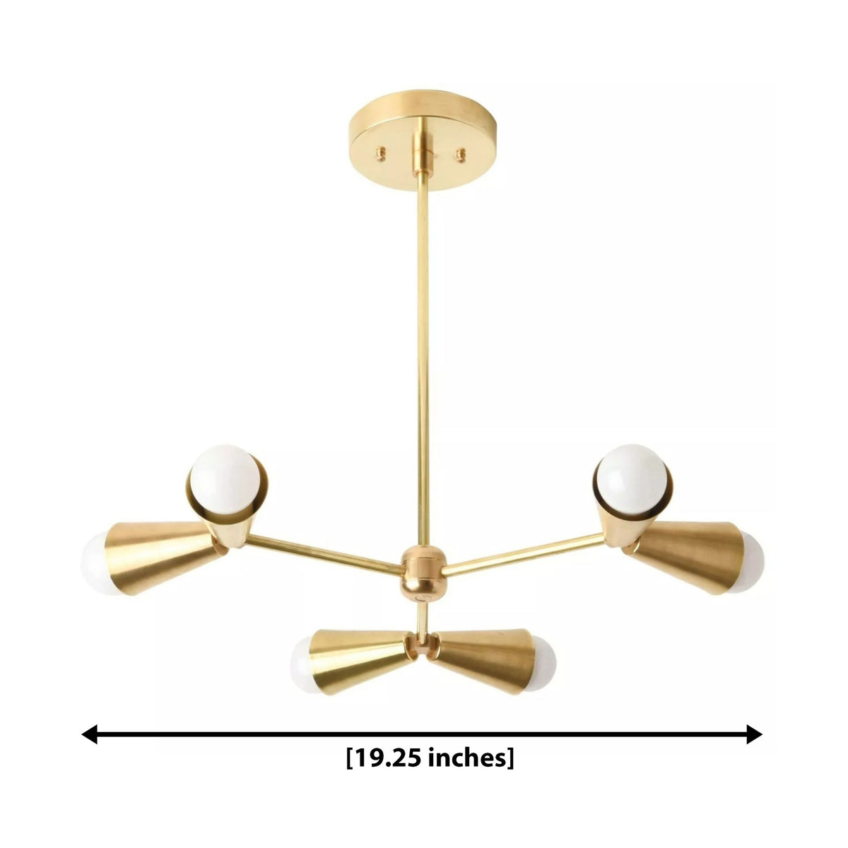 Size guide for Porto Sculptural Cone Chandelier – 6 Light – 19 Inch – Model 62210