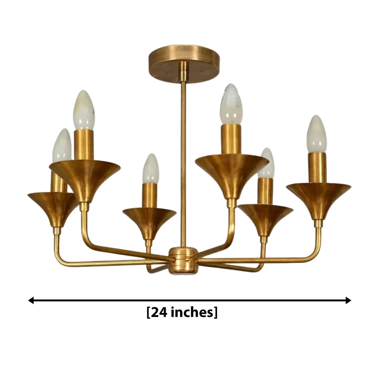 Size guide for Rouen Sculptural Six-Arm Chandelier – 6 Light – 24 Inch – Model 62296
