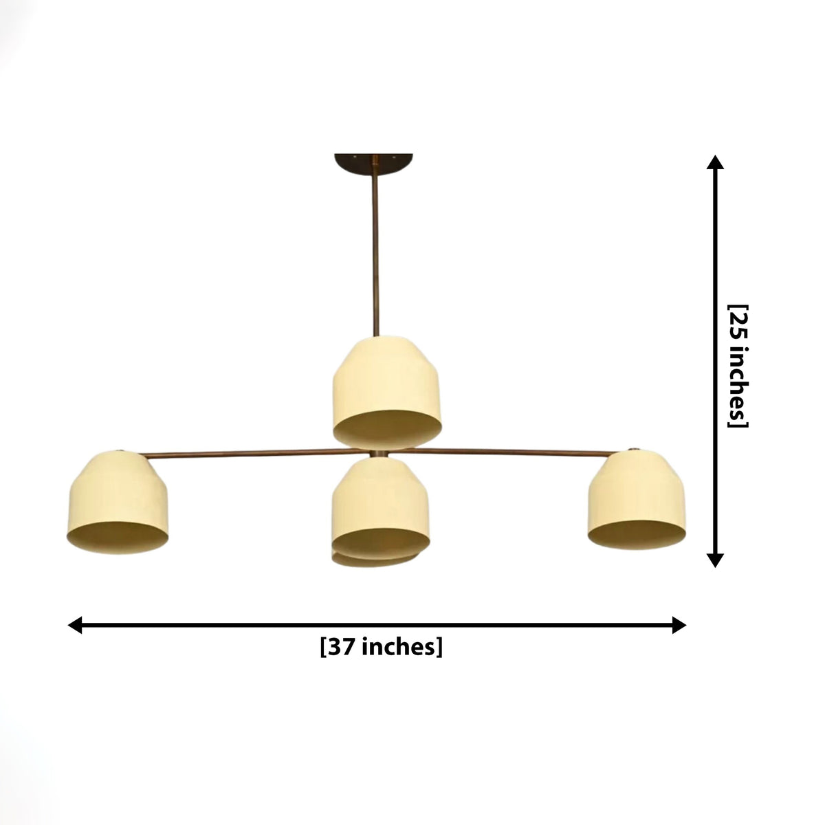 Size guide for Savannah Sculptural Multi-Arm Chandelier – 5 Light – 37 Inch – Model 62185