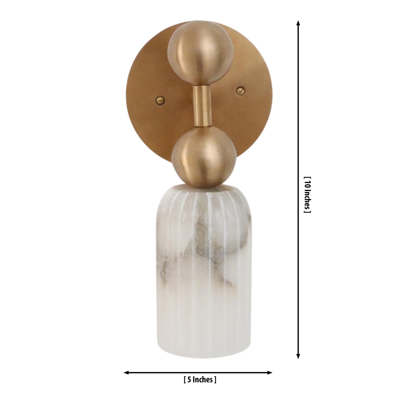 Size guide for Sloane Fluted Alabaster Wall Sconce – Double Globe Accent – 10 Inch – Model 32739