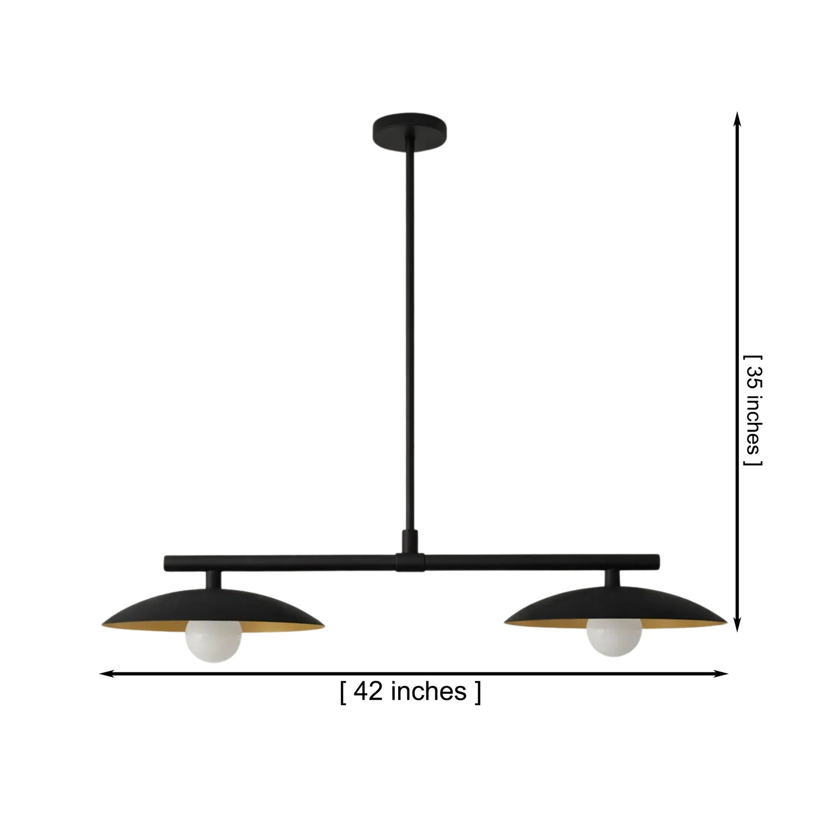 Size guide for Sutton Linear Dome Pendant Chandelier – 2 Light – 42 Inch – Model 33219