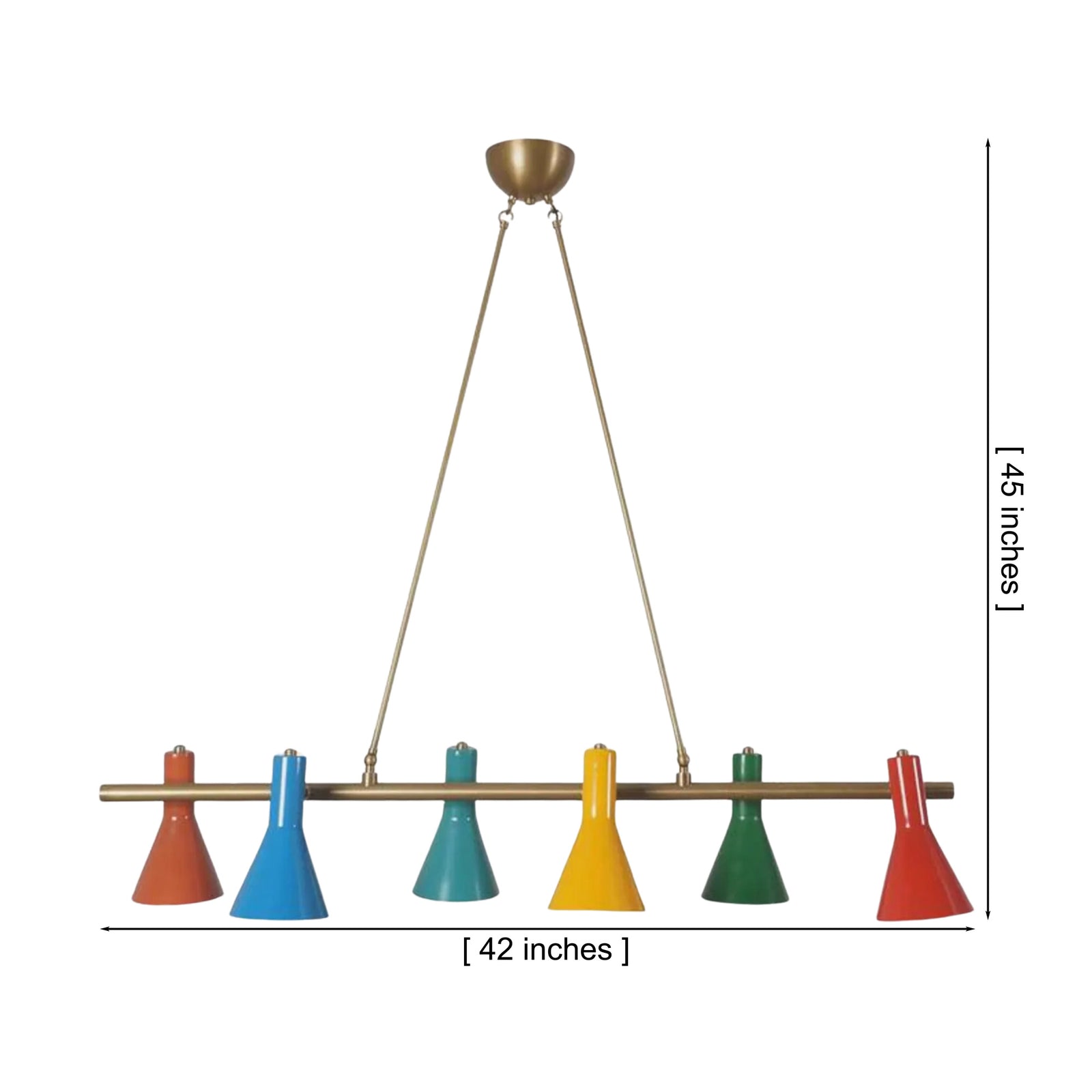 Size guide for Sutton Modern Color Cone Linear Chandelier – 6 Lights – 42 Inch – Model 33212