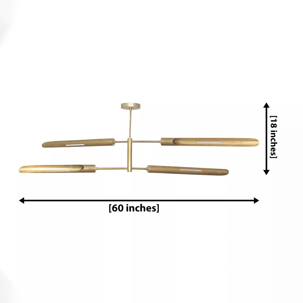 Size guide for Taormina Linear Sculptural Chandelier – 4 Light – 60 Inch - Model 62152
