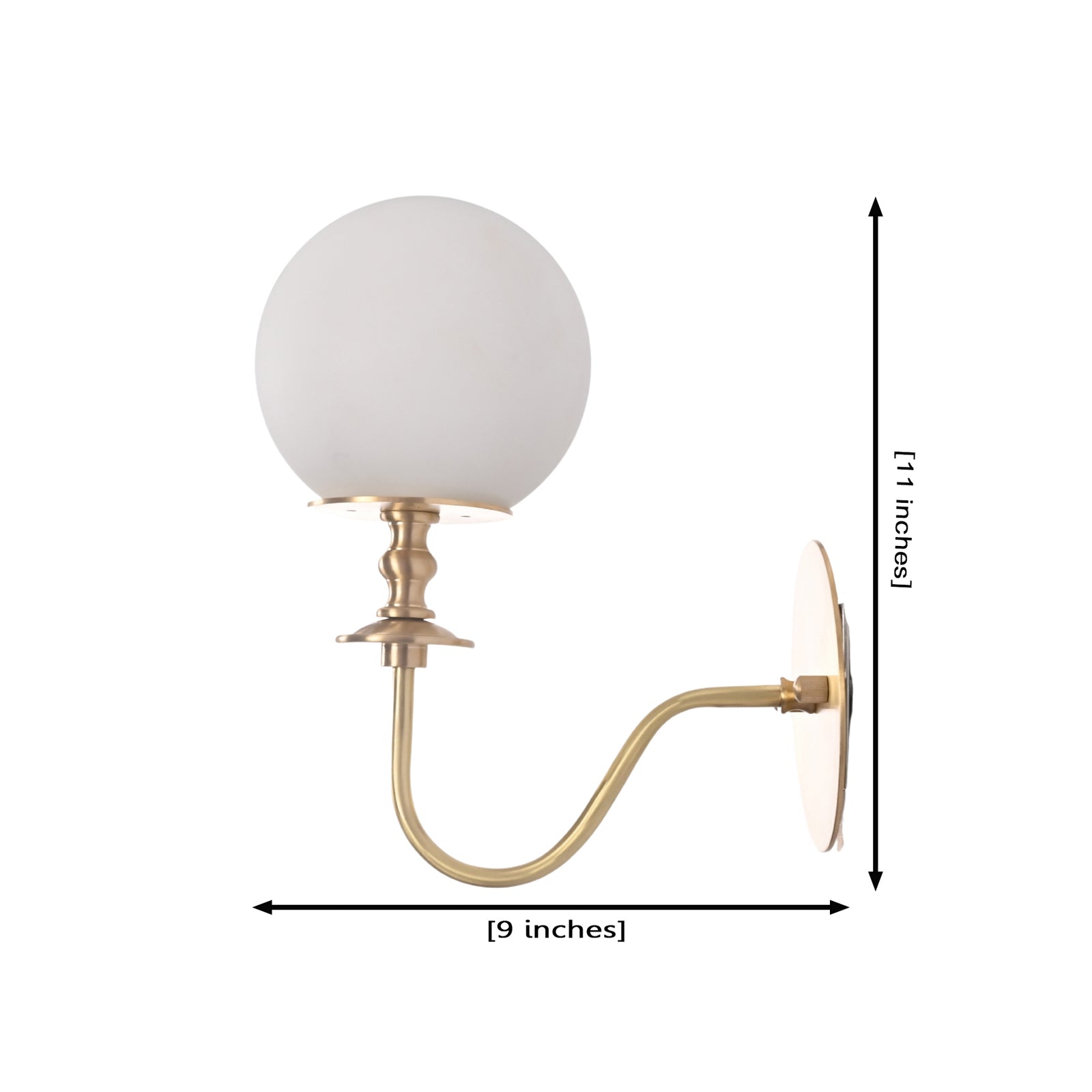 Size guide for Verona Modern Globe Glass Wall Sconce – Single Light – 11 Inch – Model 32828