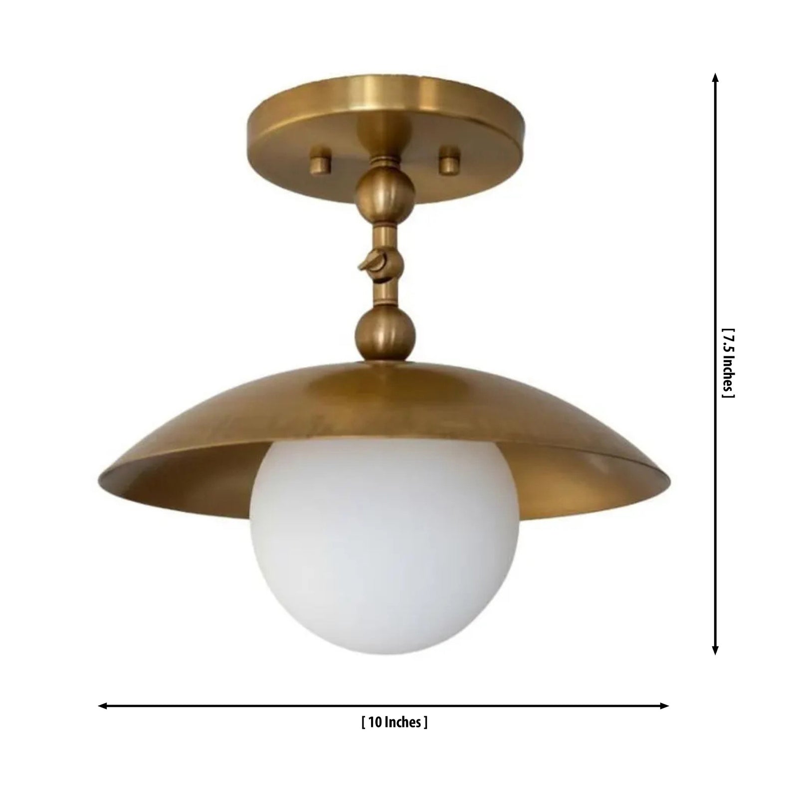 Size guide for Verona Adjustable Dome Globe Flush Mount – 1 Light – 10 Inch – Model 33162