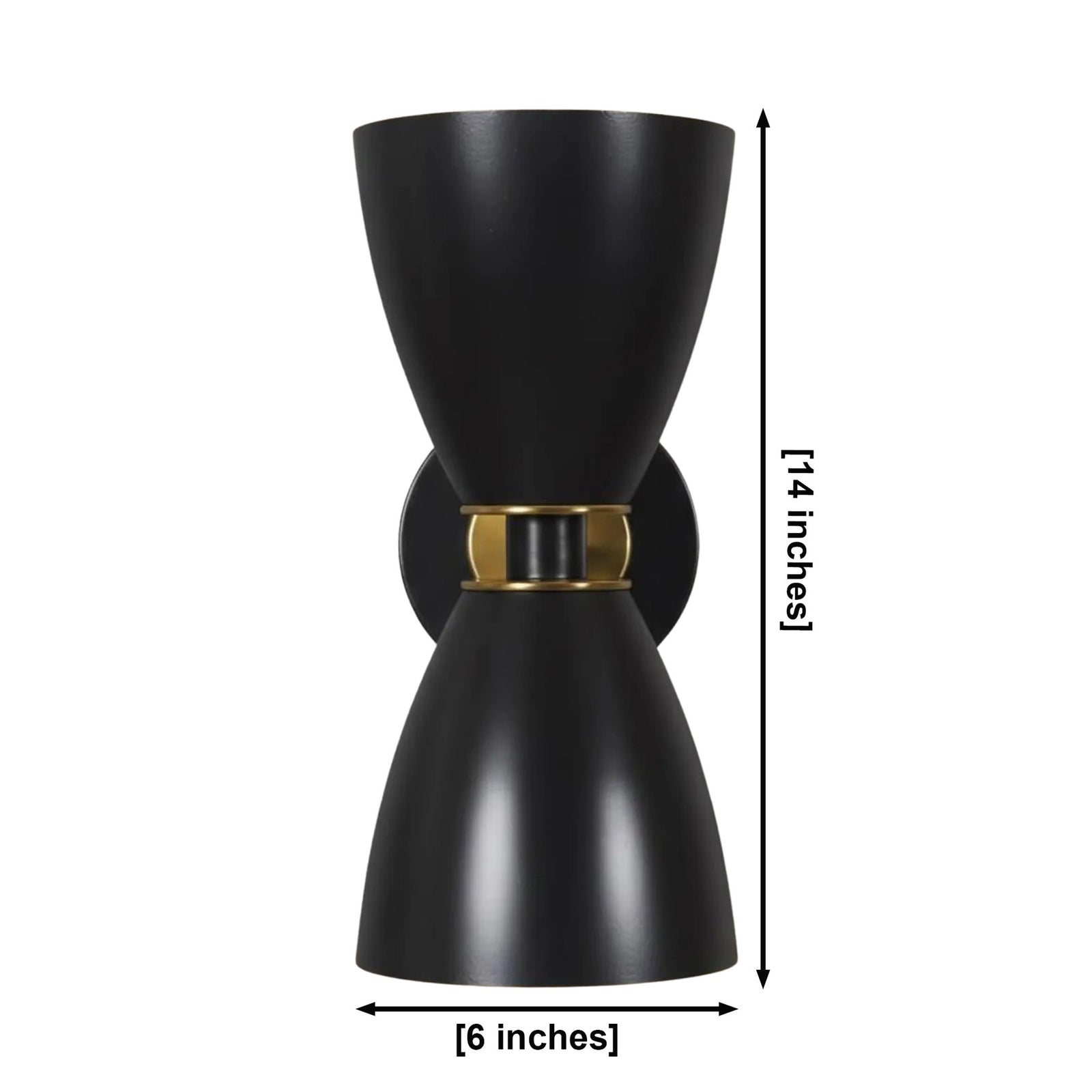 Size guide for Verona Double Cone Wall Sconce – 2 Light – 14 Inch – Model 32819