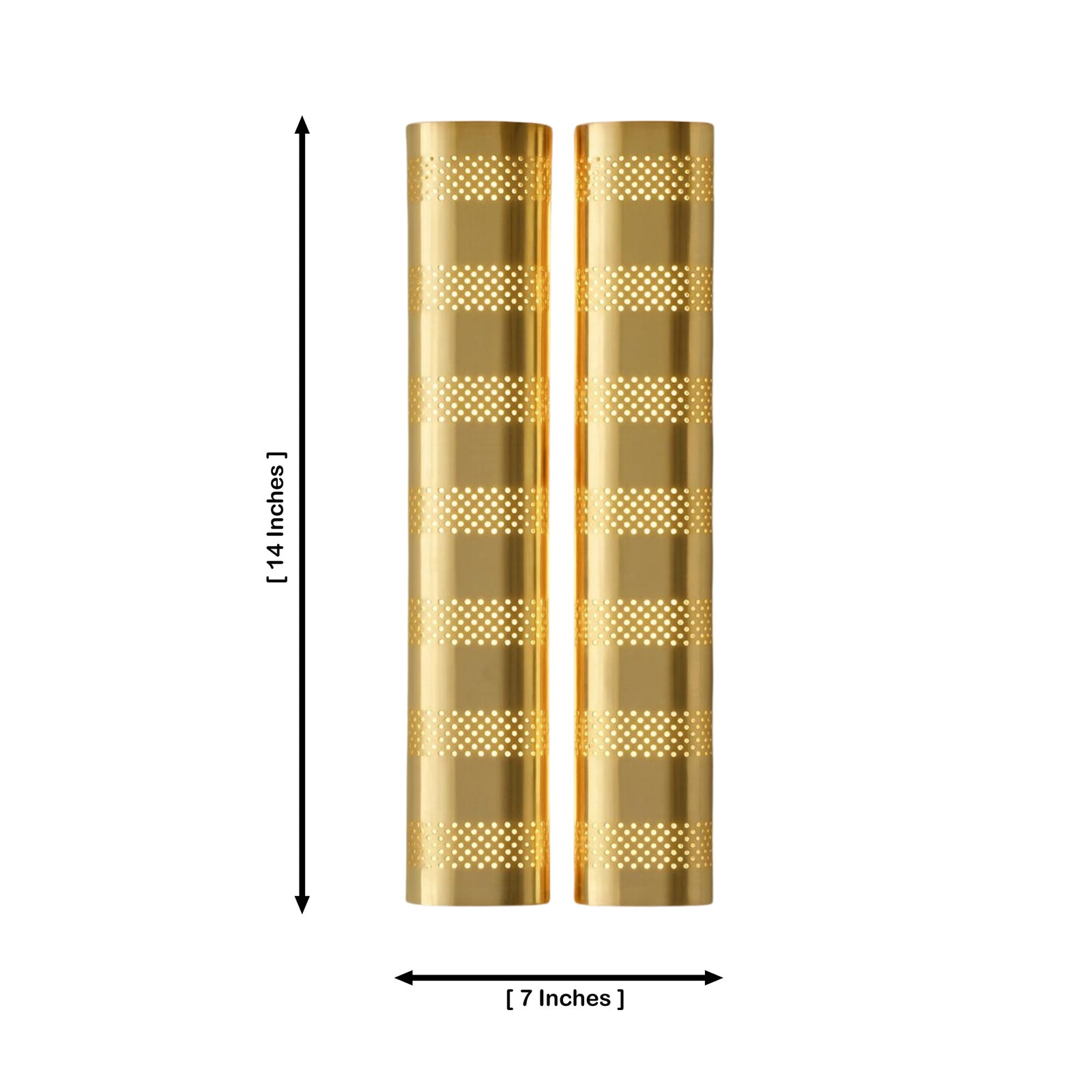 Size guide for Verona Perforated Double Cylinder Wall Sconce – 14 Inch – Model 32754