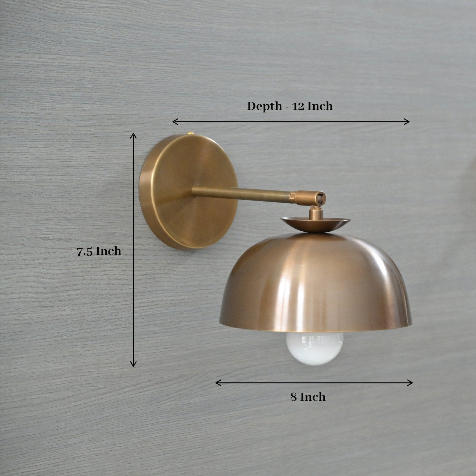 Size guide for Handmade Brass Dome Shade Wall Sconce – Modern Minimalist Lighting Fixture 62502