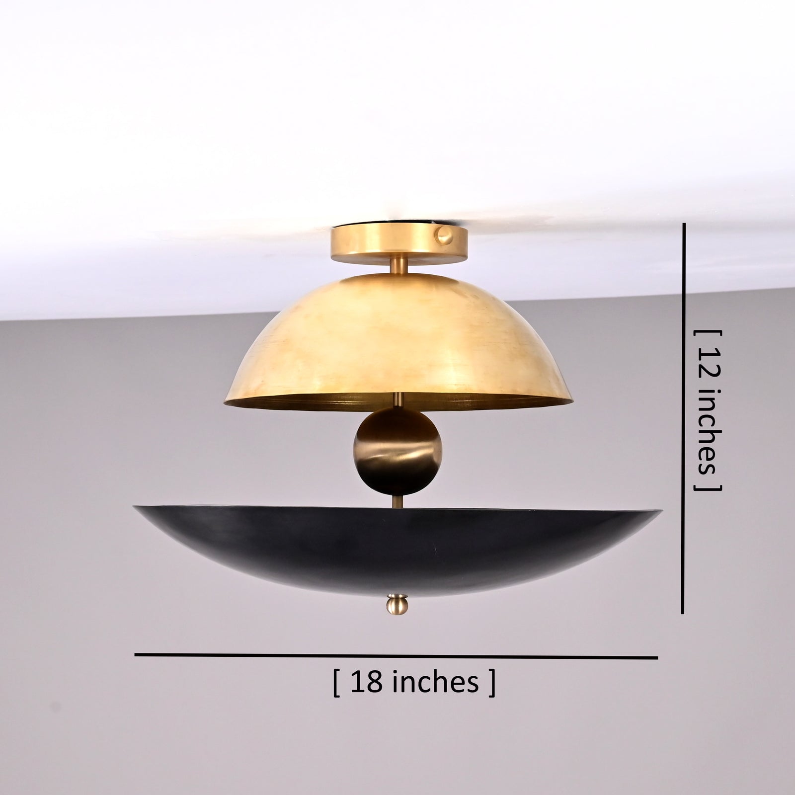 Size guide for Modern 5-Light Two-Tone Brass Dome Chandelier – Handmade Sculptural Flushmount Ceiling Light by Brass Leaf Studio 32453