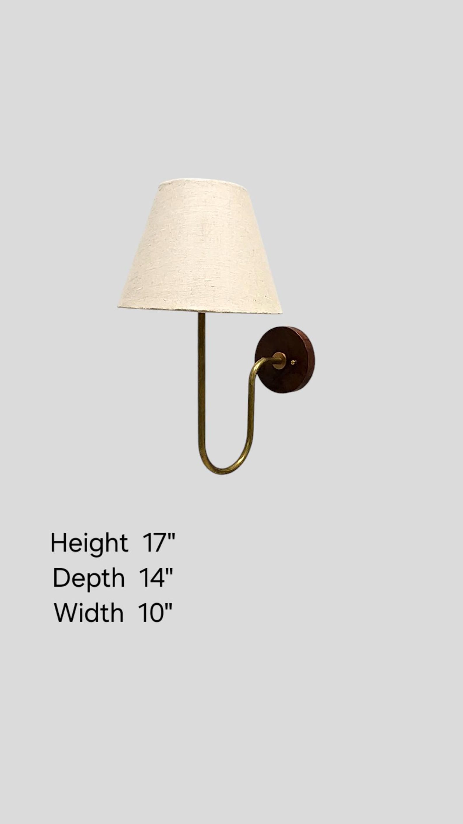 Size guide for Handmade Brass Wall Light with Fabric Shade – Modern Classic Wall Sconce by Brass Leaf Studio 62524