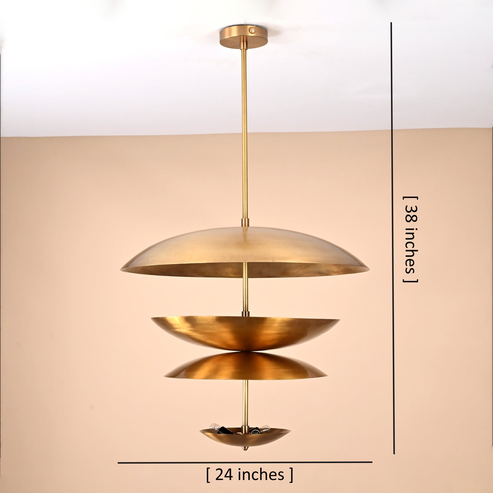 Size guide for Modern Layered Brass 6-Light Disc Chandelier – Customizable Sculptural Pendant Light for Luxury Homes & Interiors 32449