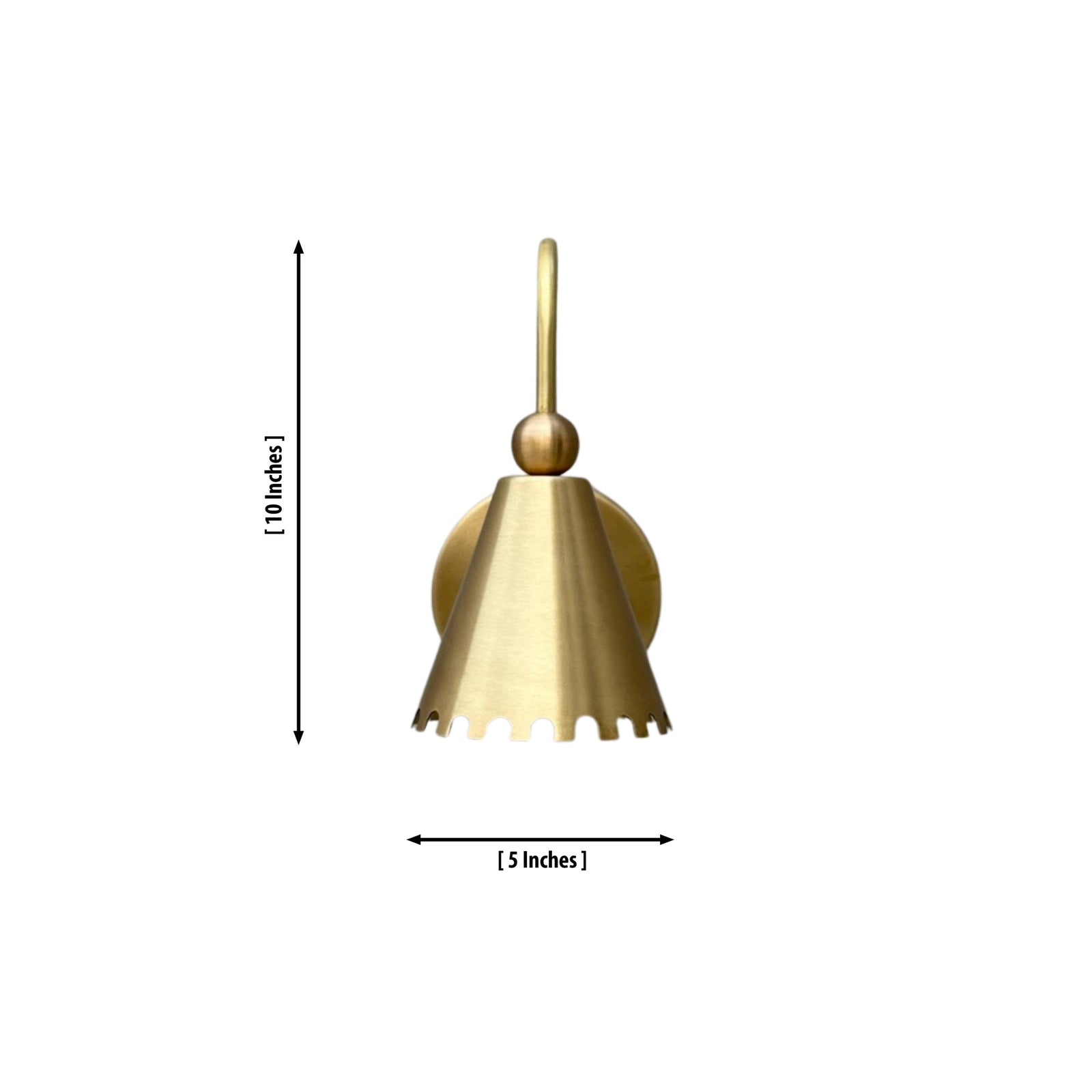Size guide for Luna Scalloped Cone Wall Sconce – 1 Light – 10 Inch – Model 32703