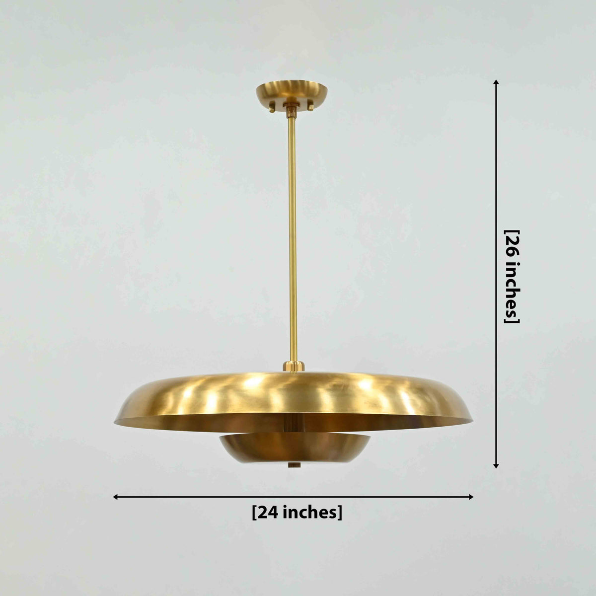 Size guide for Marseille 2-Tier Solid Brass Disc Chandelier – 24 Inch Brass Patina Pendant Light 33396