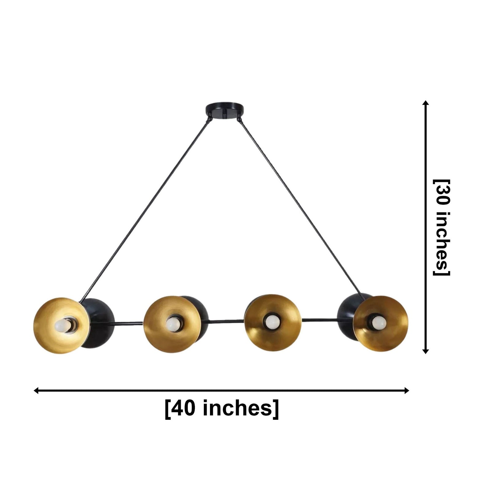 Size guide for Milan Double Cone Linear Chandelier – 8 Light – 40 Inch – Model 62053