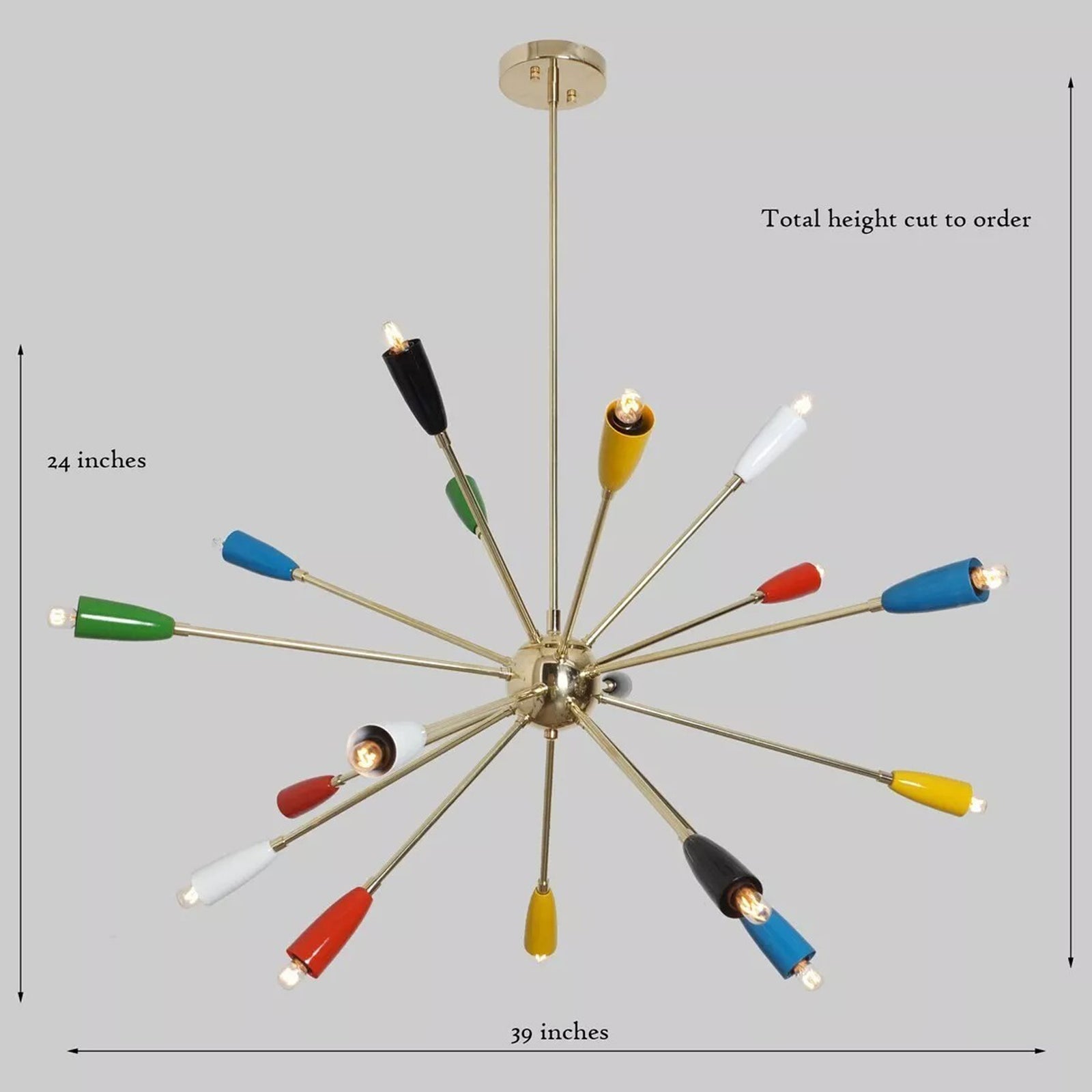 Size guide for Orion Multicolor Sputnik Chandelier – 18 Light – 39 Inch – Model 62174