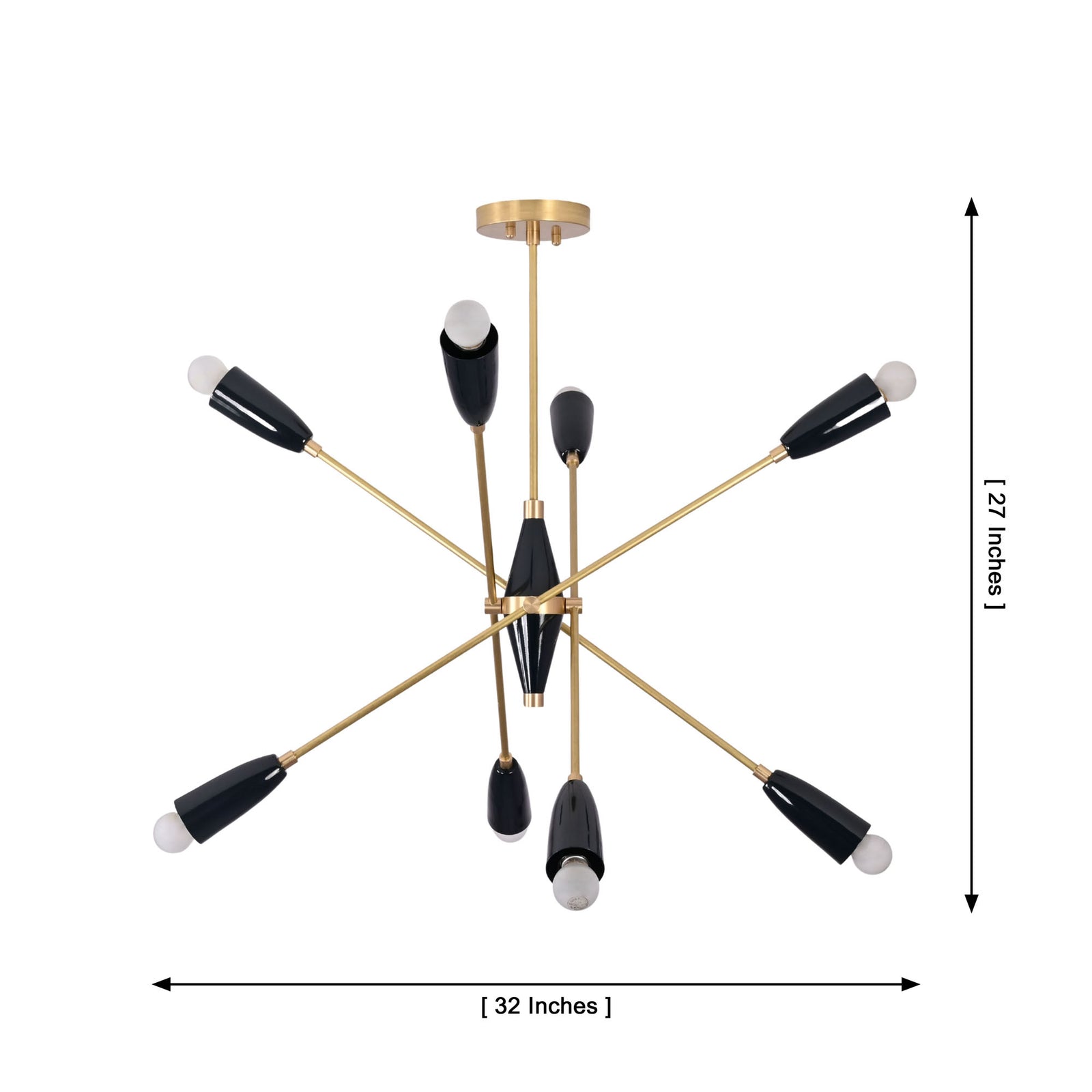Size guide for Oslo Mid-Century Modern Sputnik Chandelier – 8 Lights – 32 Inch – Model 33165